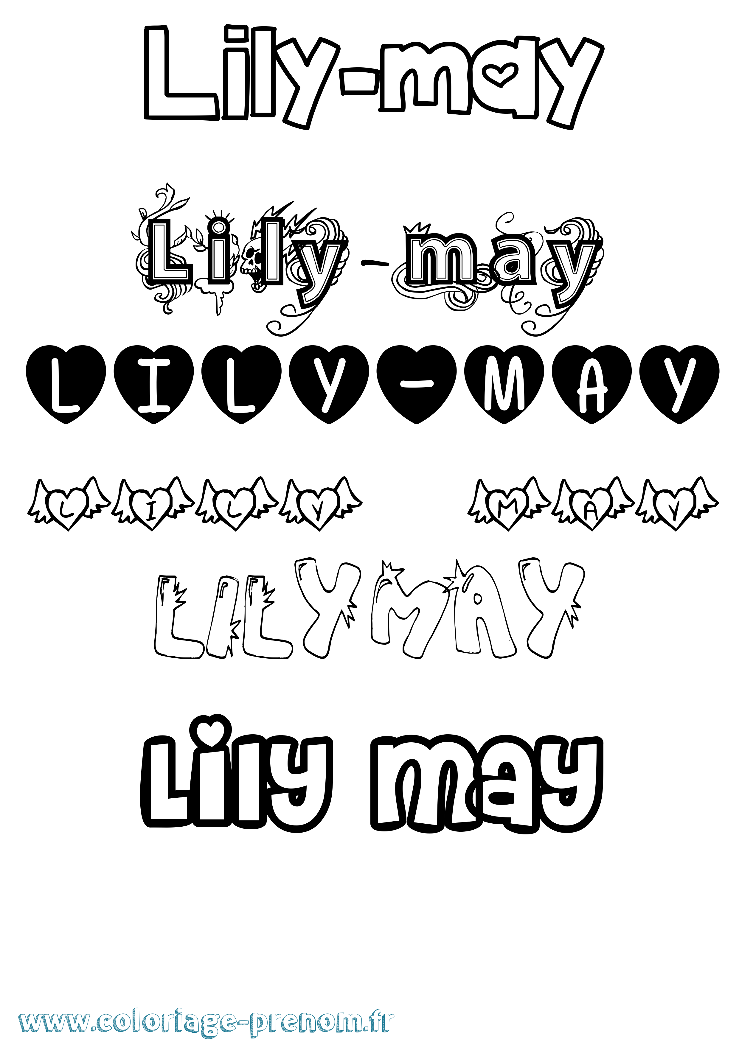 Coloriage Lily-May Girly Coloriage prénom Lily-May Girly