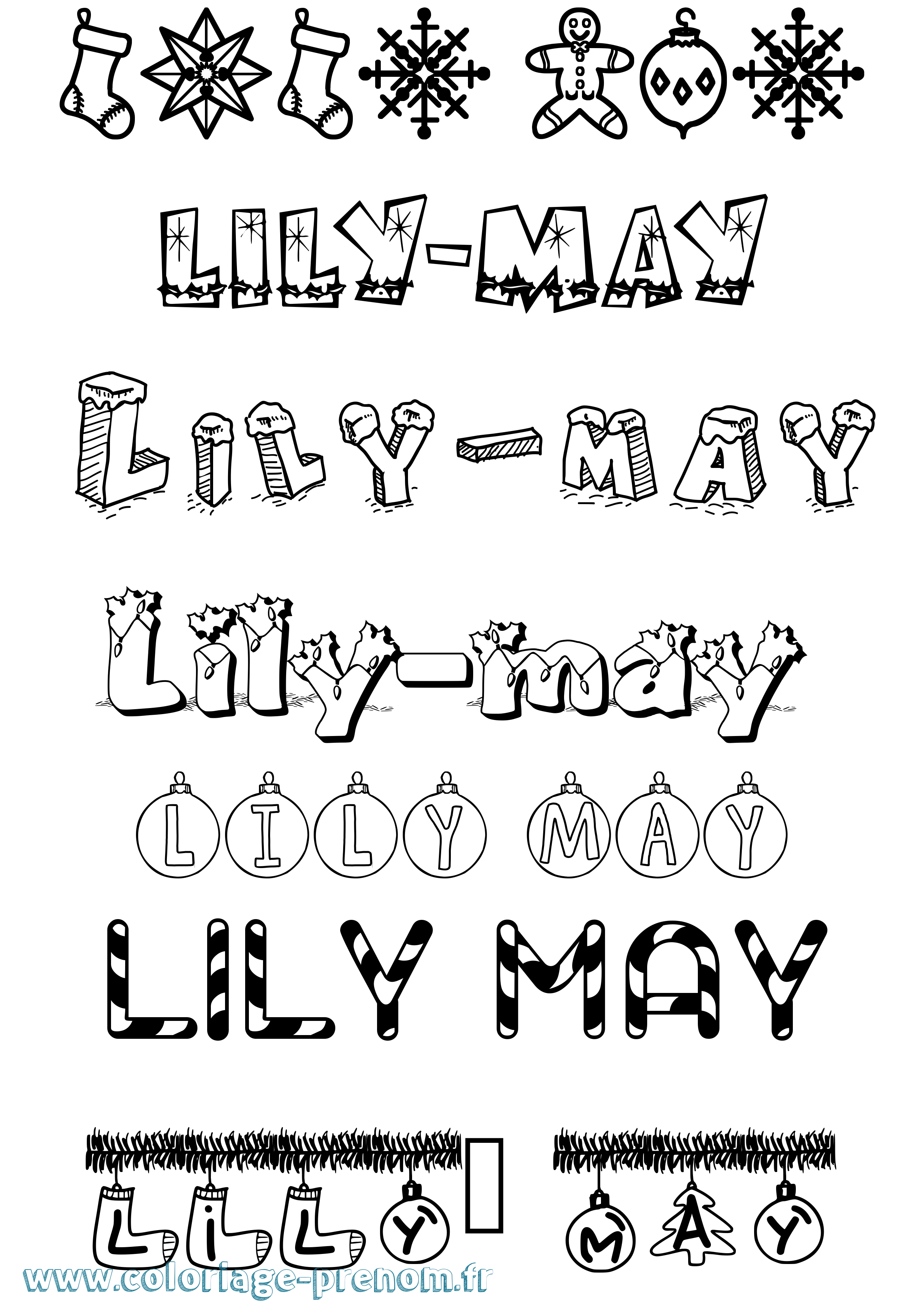Coloriage Lily-May Noël Coloriage prénom Lily-May Noël