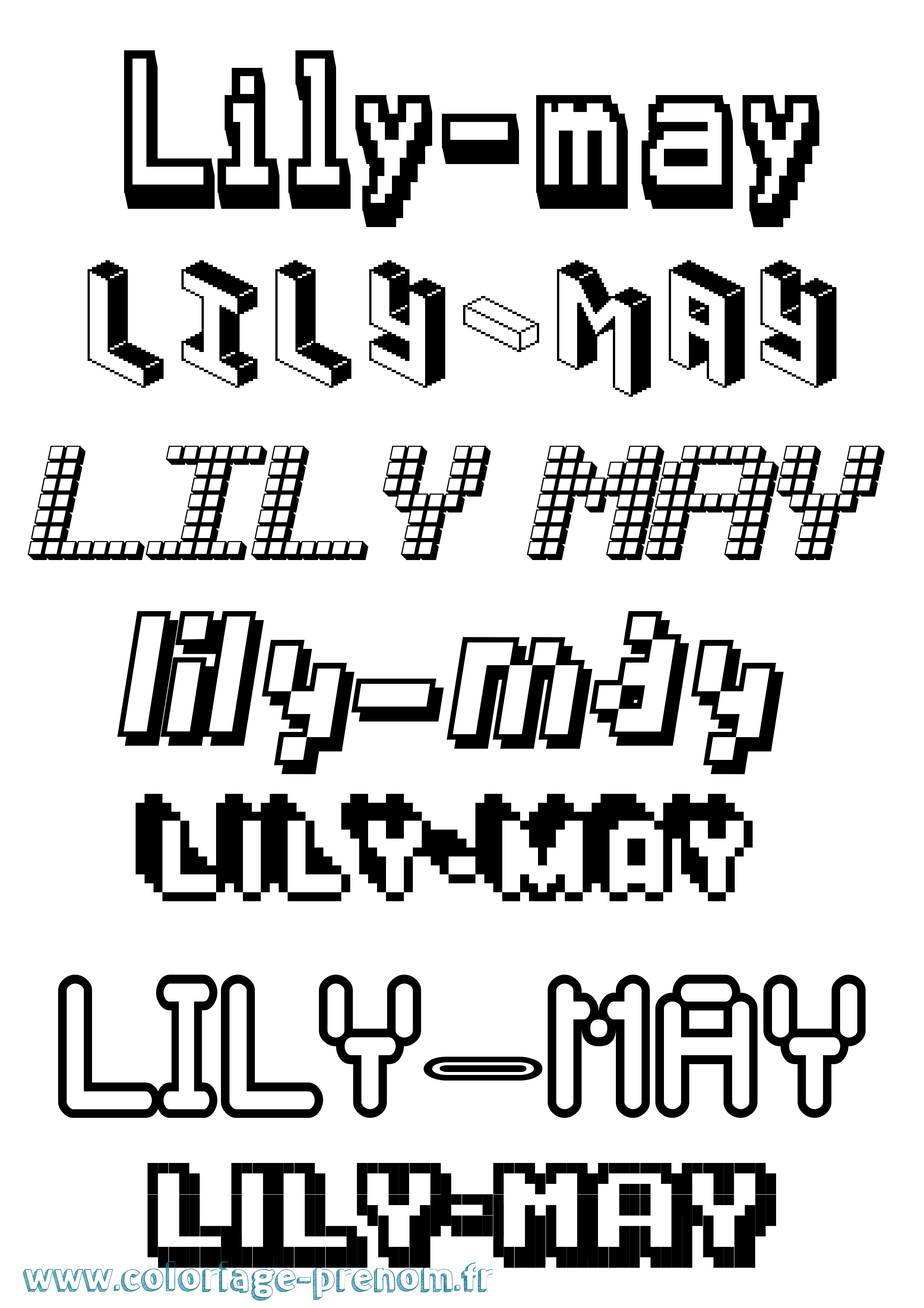 Coloriage Lily-May Pixel Coloriage prénom Lily-May Pixel