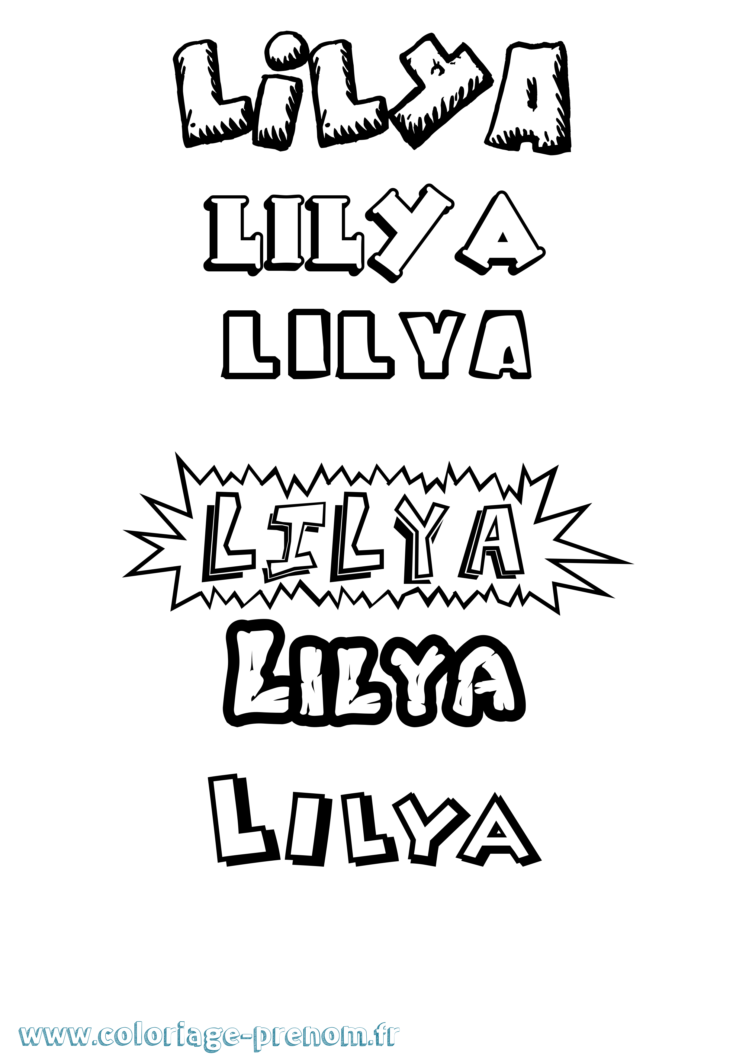 Coloriage Lilya Dessin Animé Coloriage prénom Lilya Dessin Animé