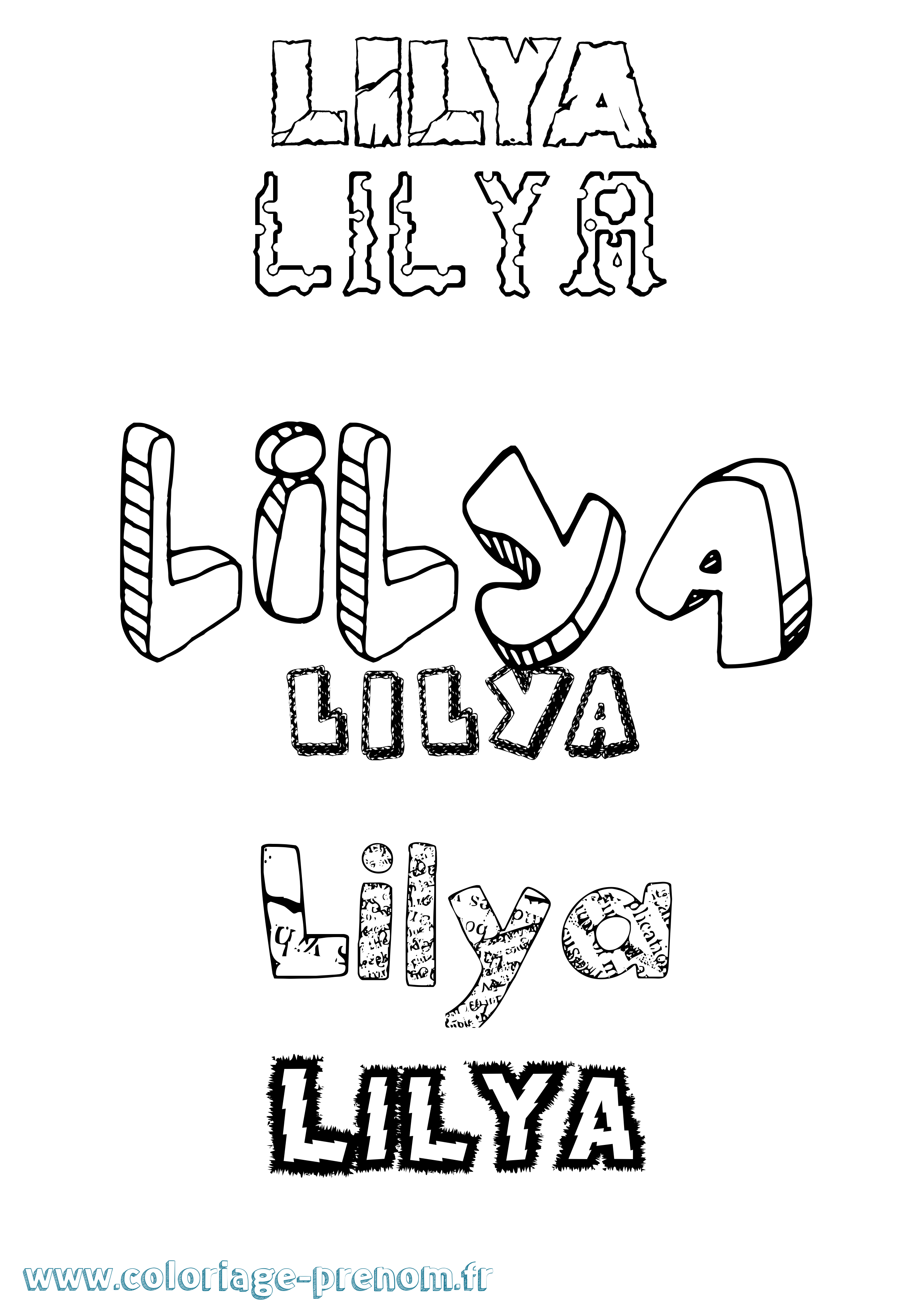 Coloriage Lilya Destructuré Coloriage prénom Lilya Destructuré
