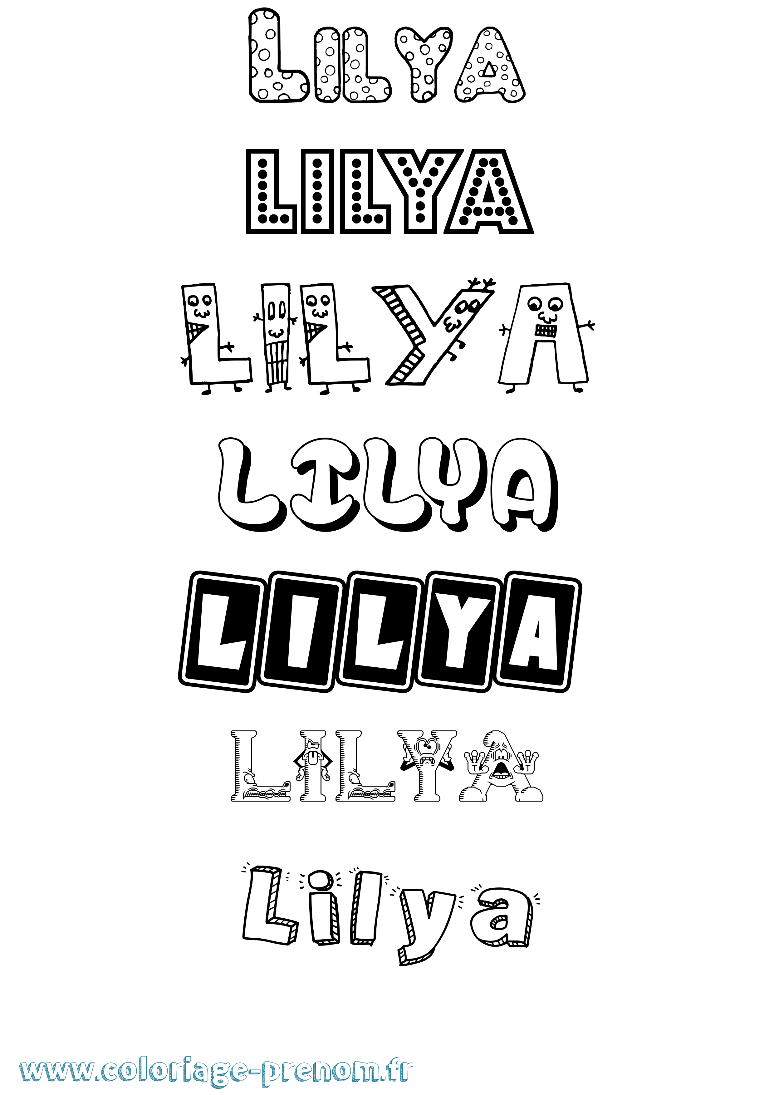 Coloriage Lilya Fun Coloriage prénom Lilya Fun