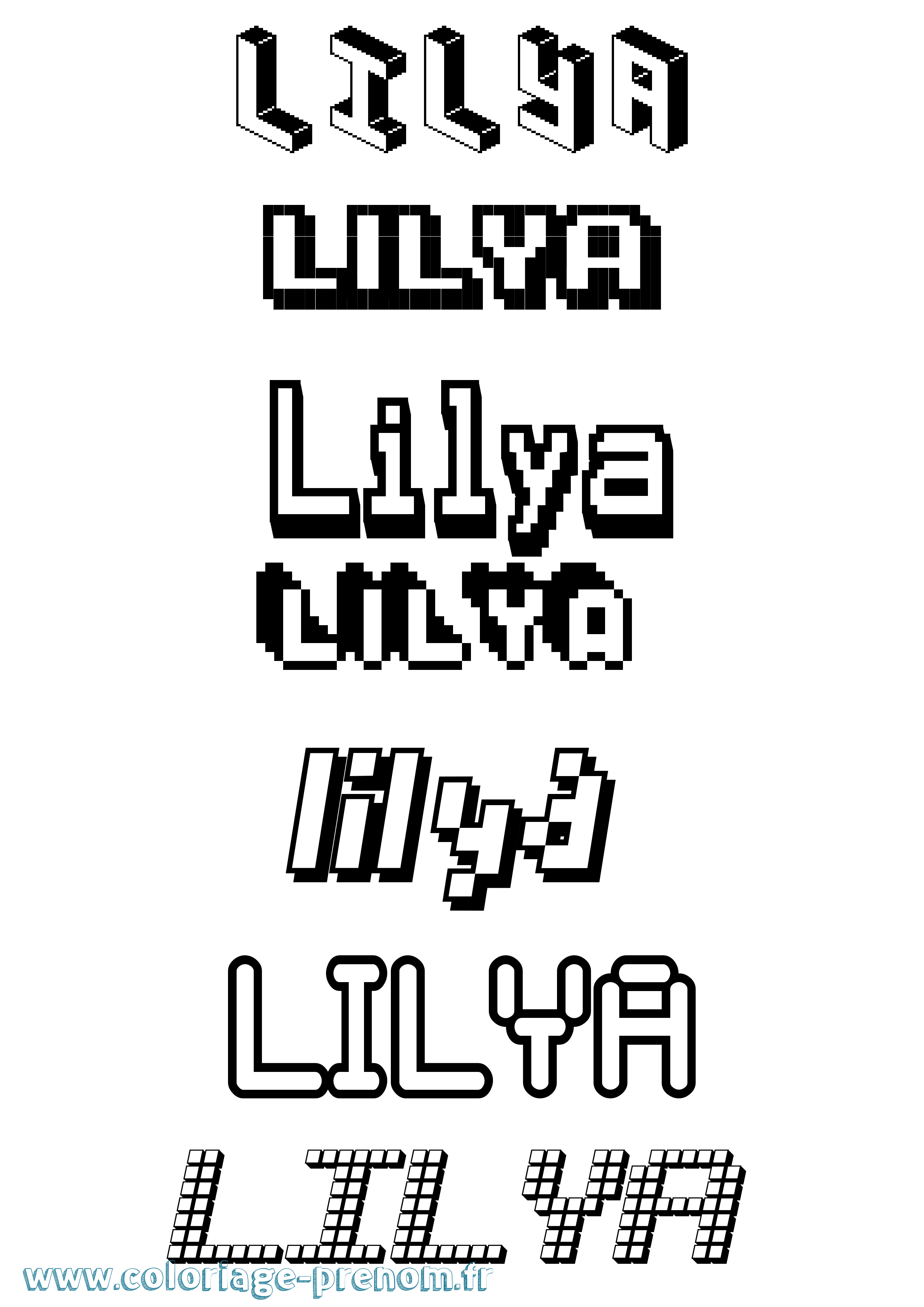 Coloriage Lilya Pixel Coloriage prénom Lilya Pixel