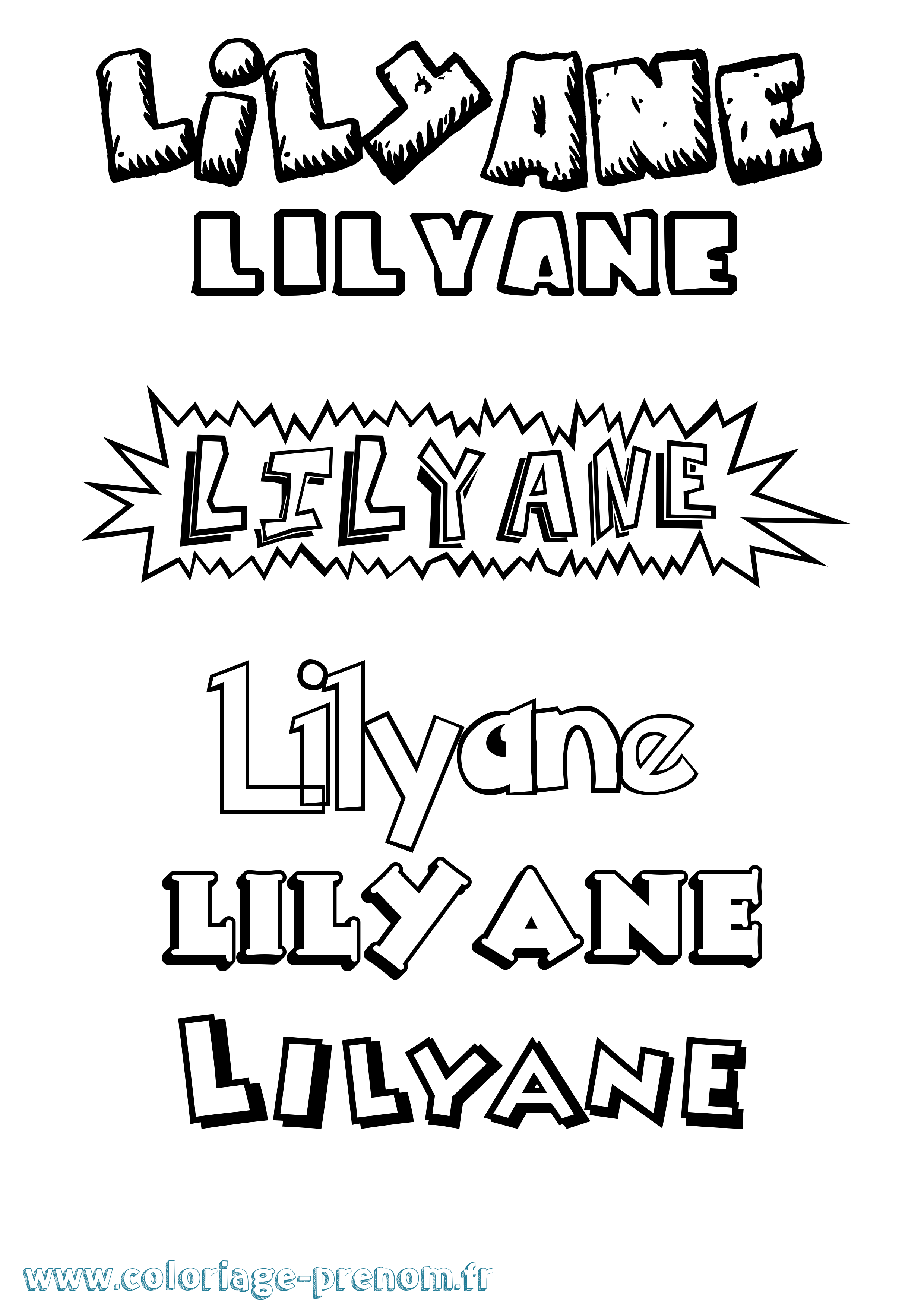 Coloriage Lilyane Dessin Animé Coloriage prénom Lilyane Dessin Animé