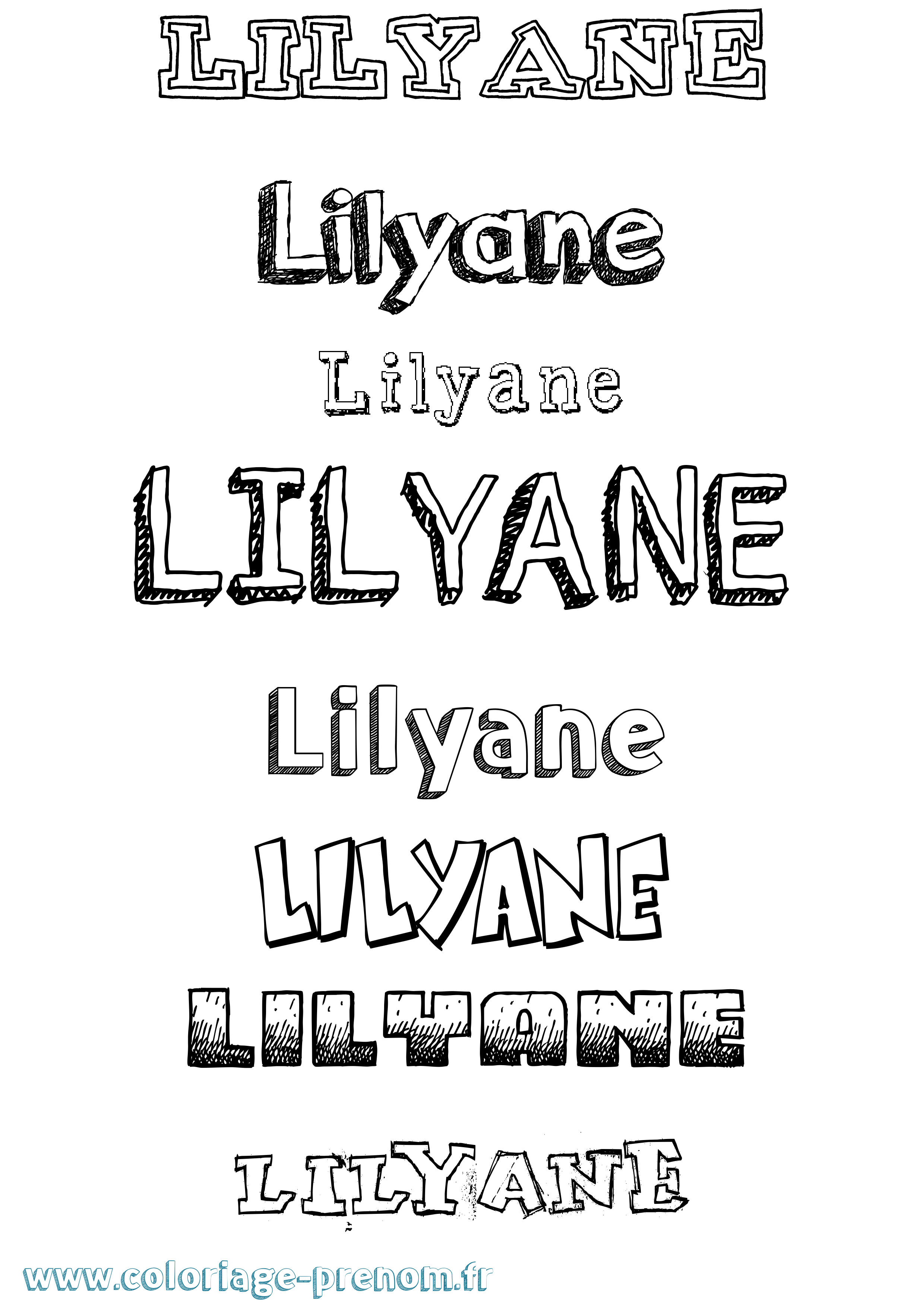 Coloriage Lilyane Dessiné Coloriage prénom Lilyane Dessiné
