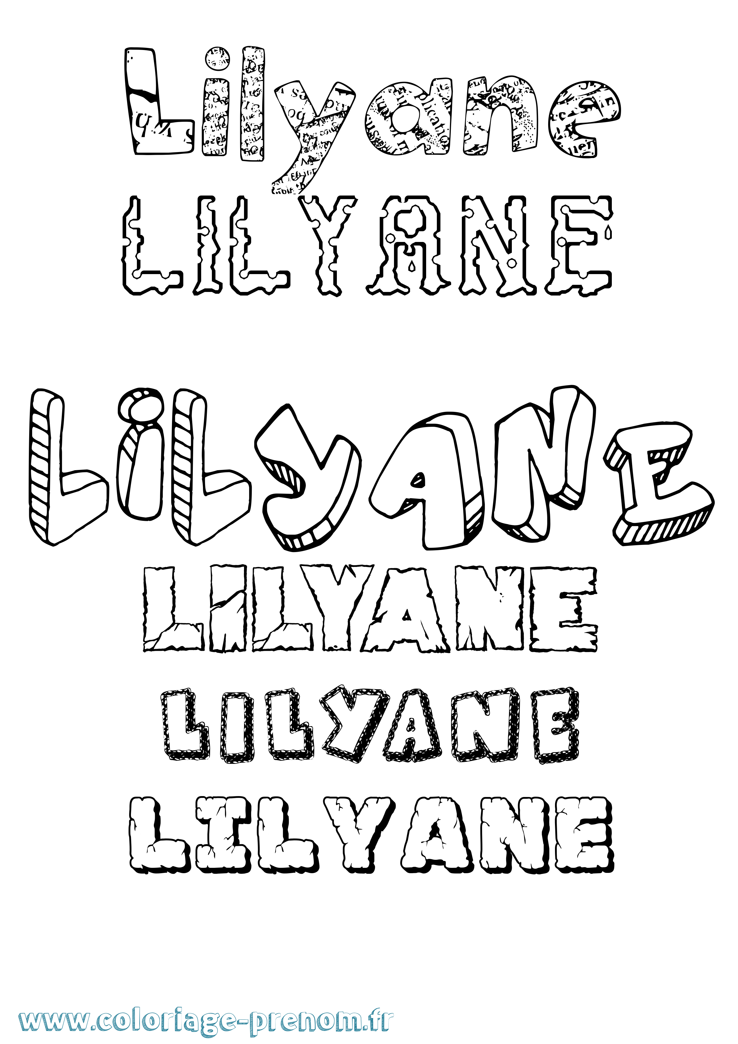 Coloriage Lilyane Destructuré Coloriage prénom Lilyane Destructuré