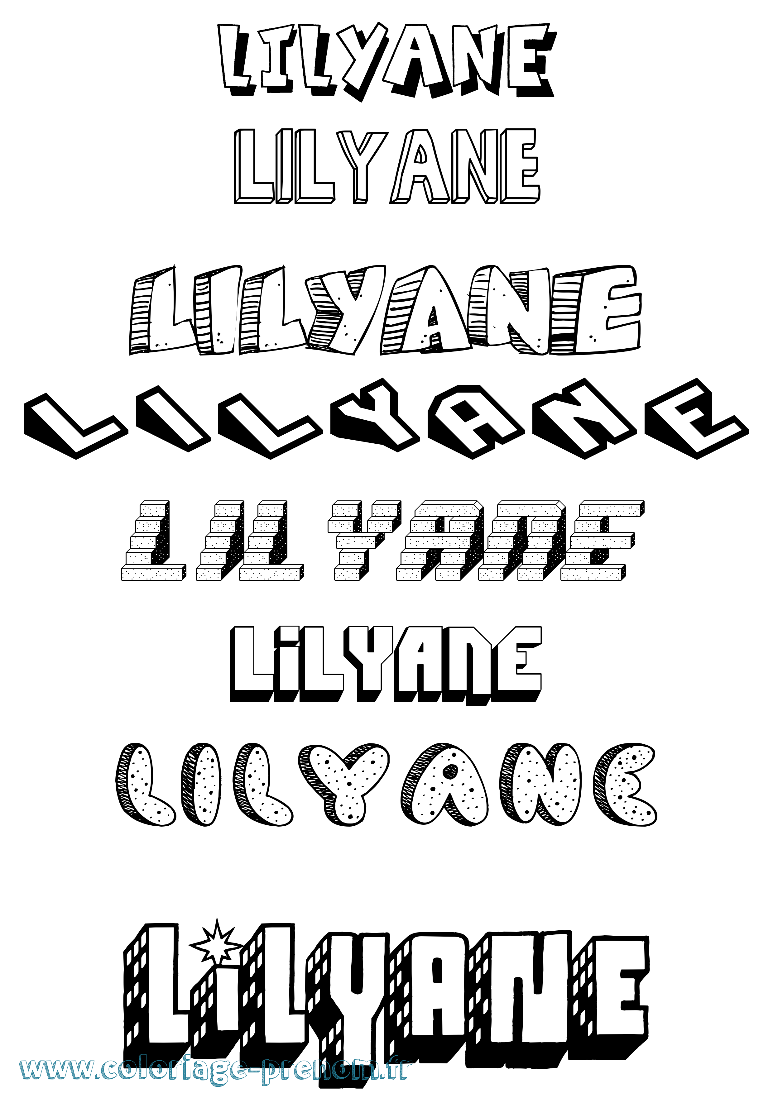 Coloriage Lilyane Effet 3D Coloriage prénom Lilyane Effet 3D