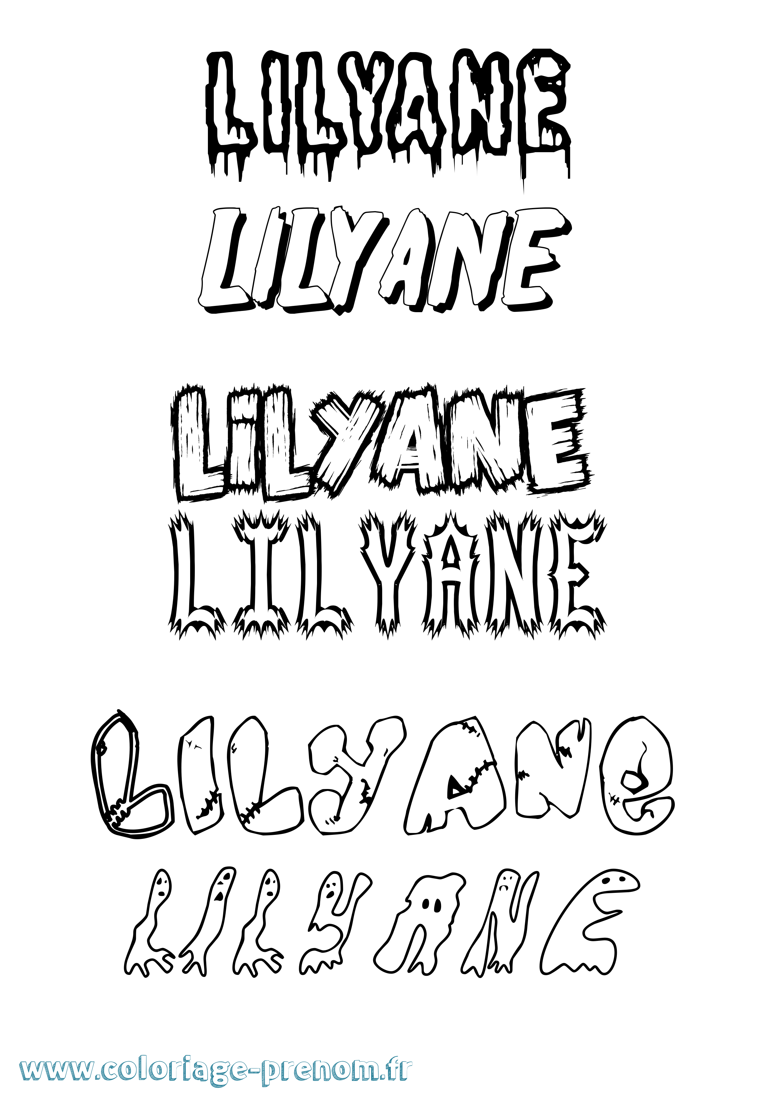 Coloriage Lilyane Frisson Coloriage prénom Lilyane Frisson