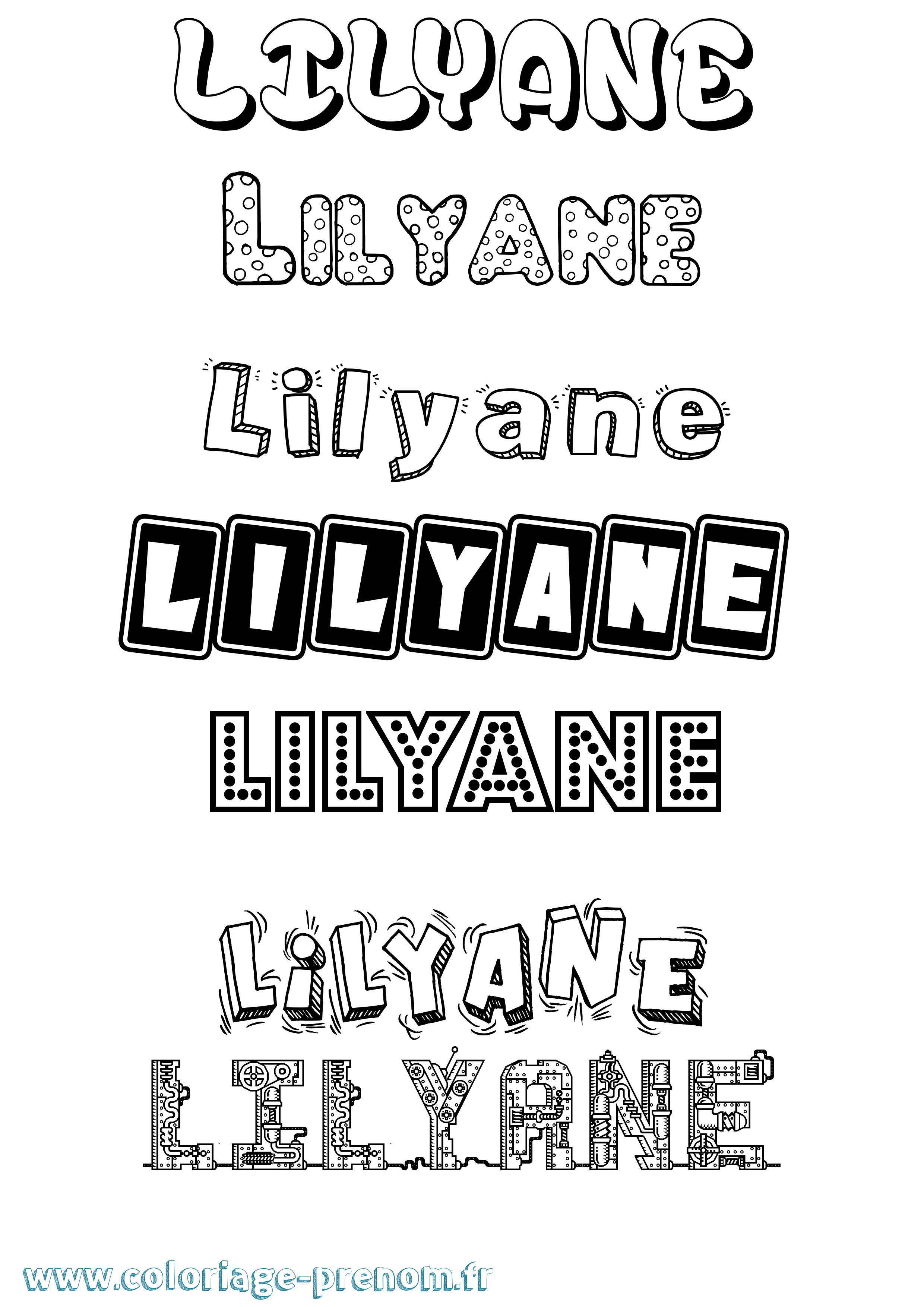 Coloriage Lilyane Fun Coloriage prénom Lilyane Fun