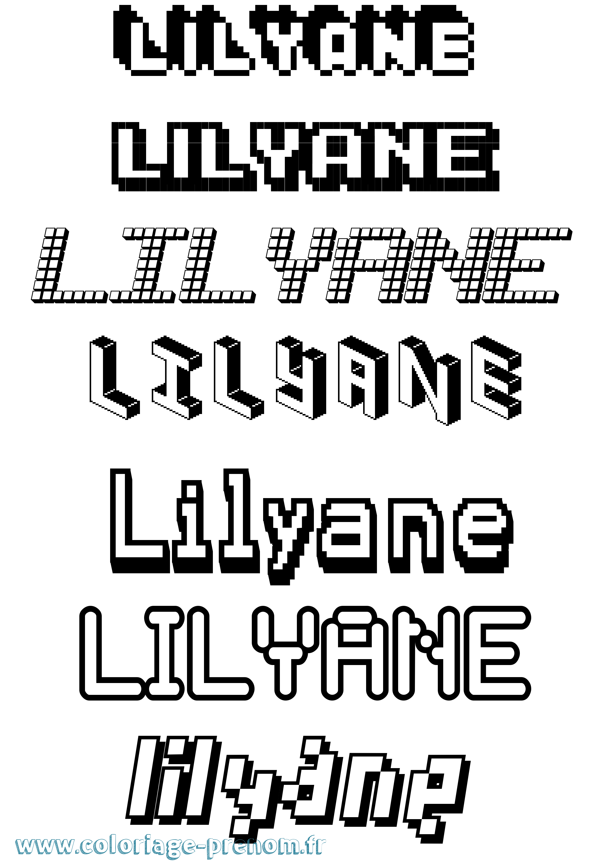 Coloriage Lilyane Pixel Coloriage prénom Lilyane Pixel