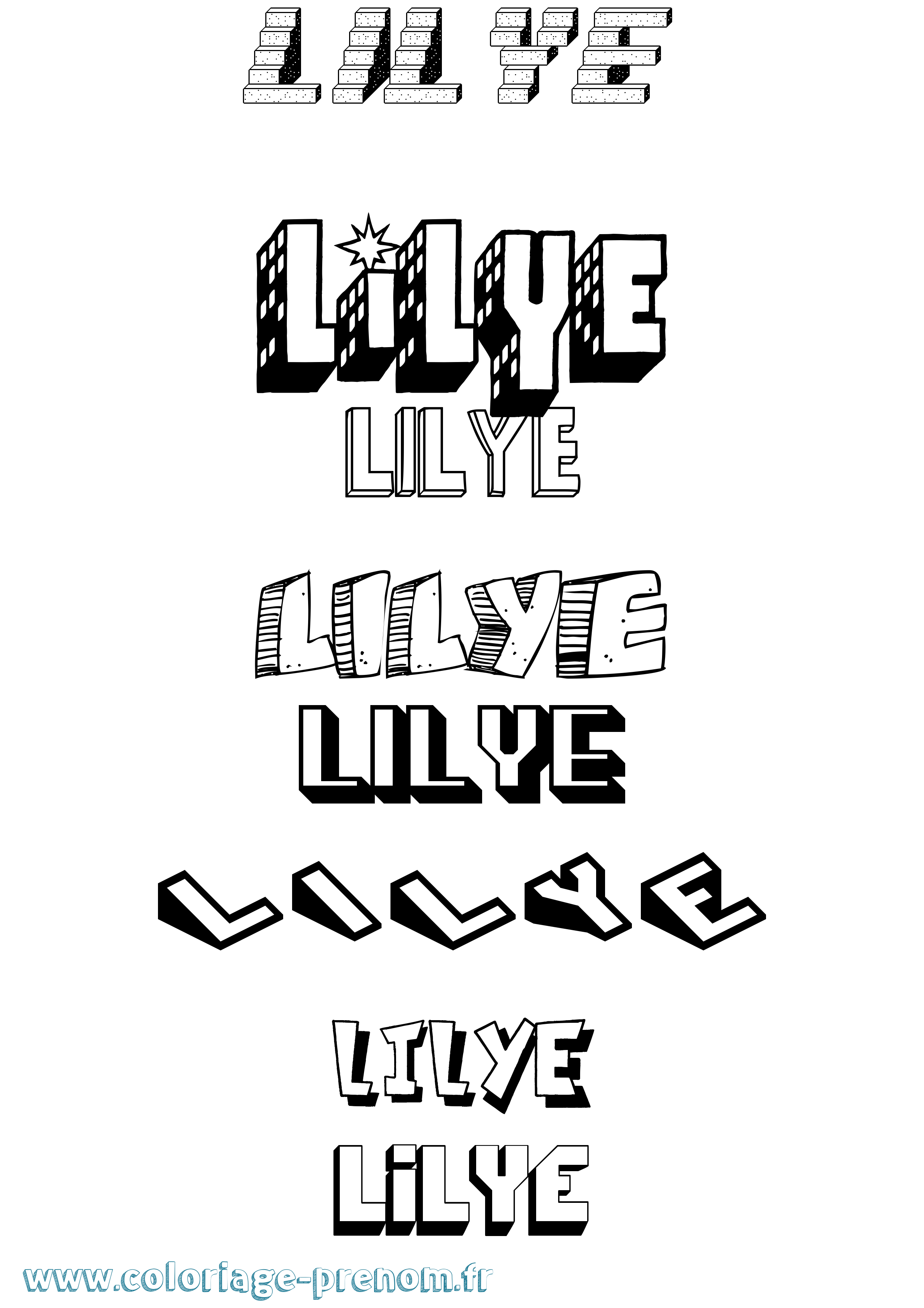 Coloriage Lilye Effet 3D Coloriage prénom Lilye Effet 3D