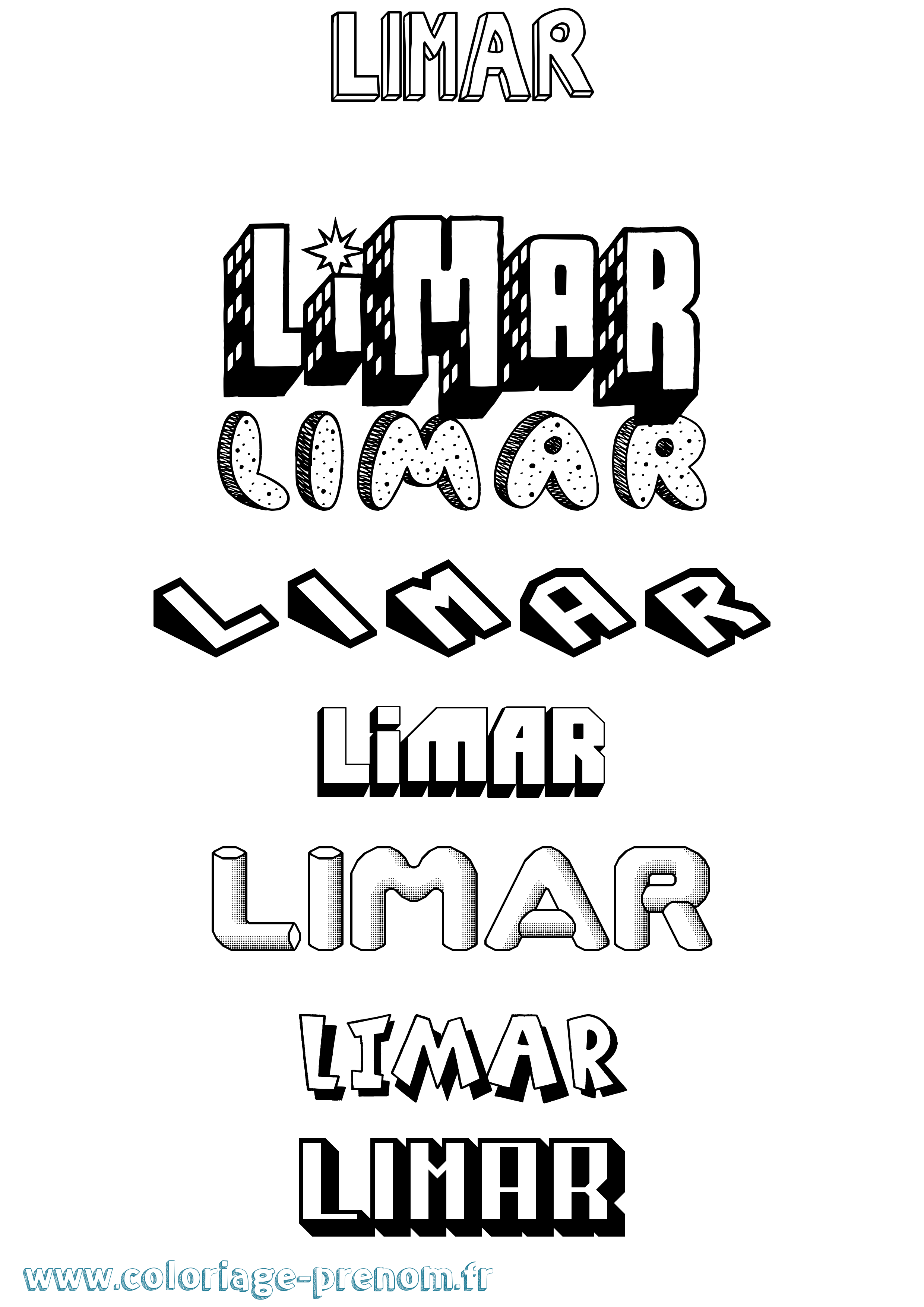 Coloriage Limar Effet 3D Coloriage prénom Limar Effet 3D