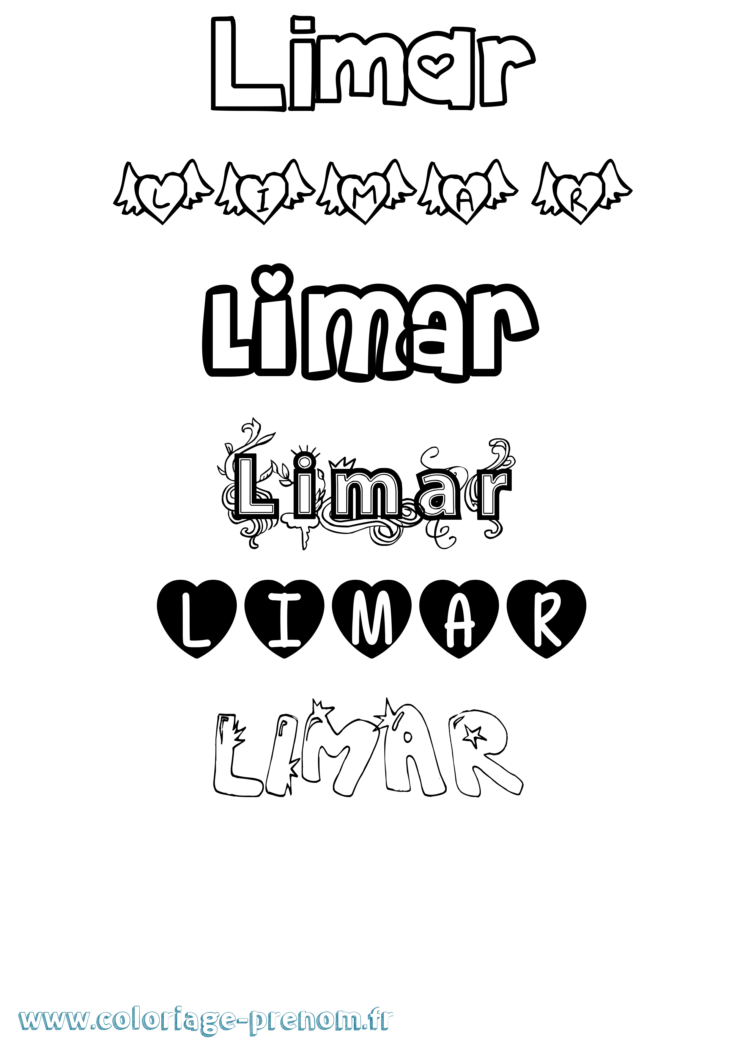 Coloriage Limar Girly Coloriage prénom Limar Girly