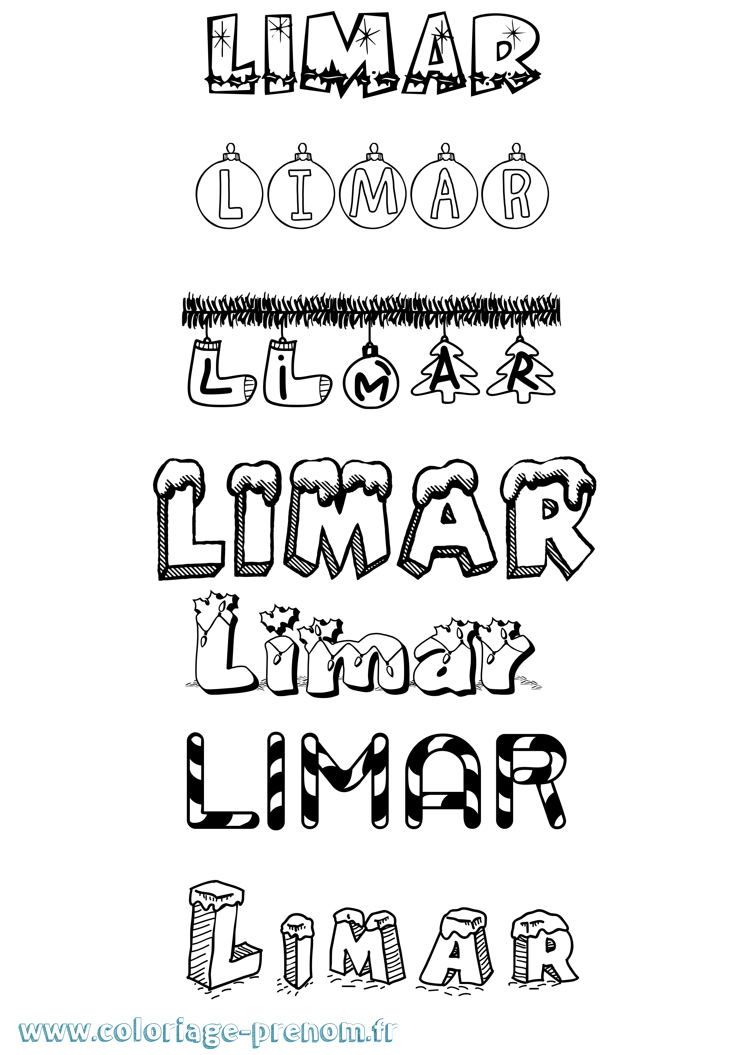 Coloriage Limar Noël Coloriage prénom Limar Noël