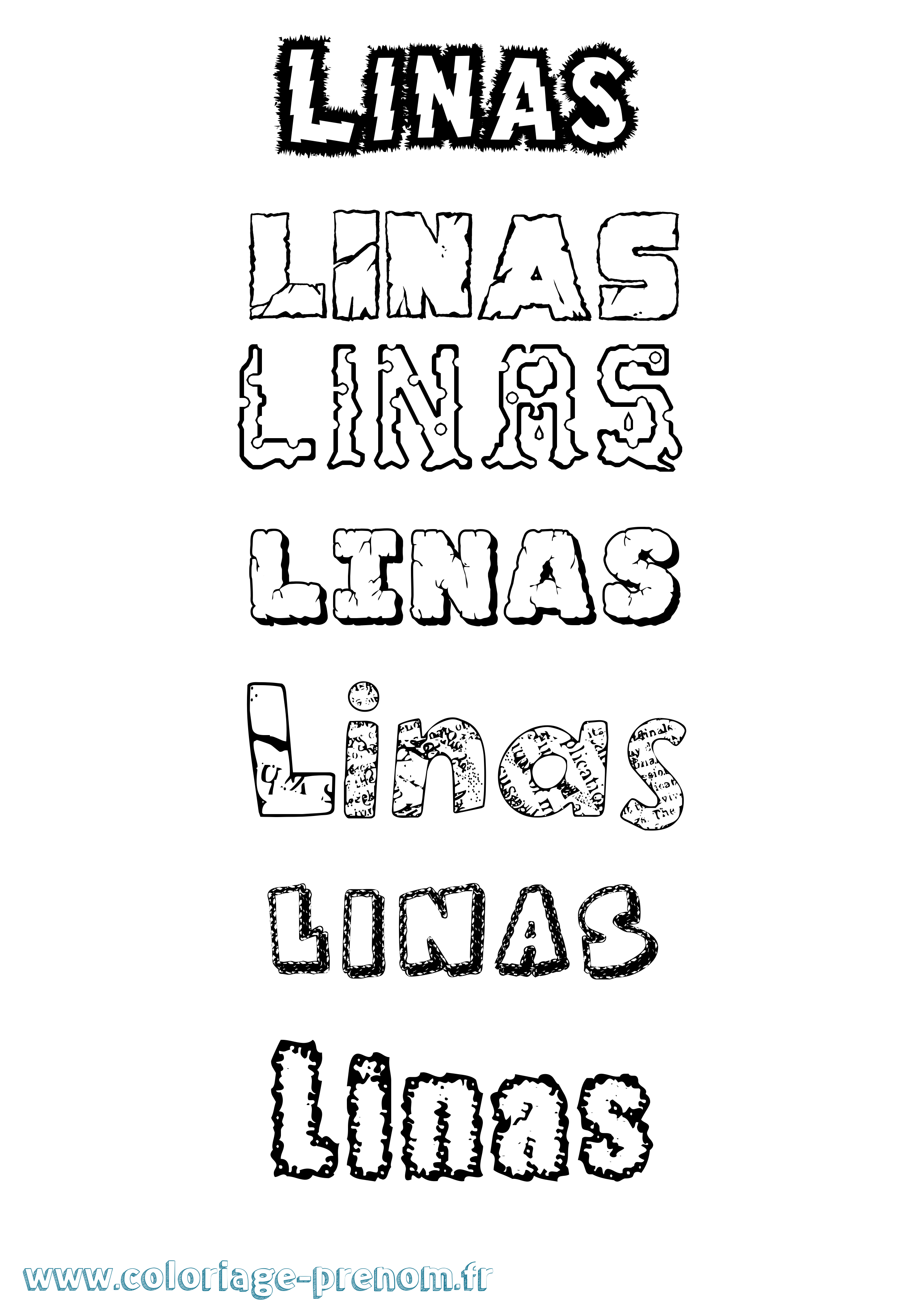 Coloriage Linas Destructuré Coloriage prénom Linas Destructuré