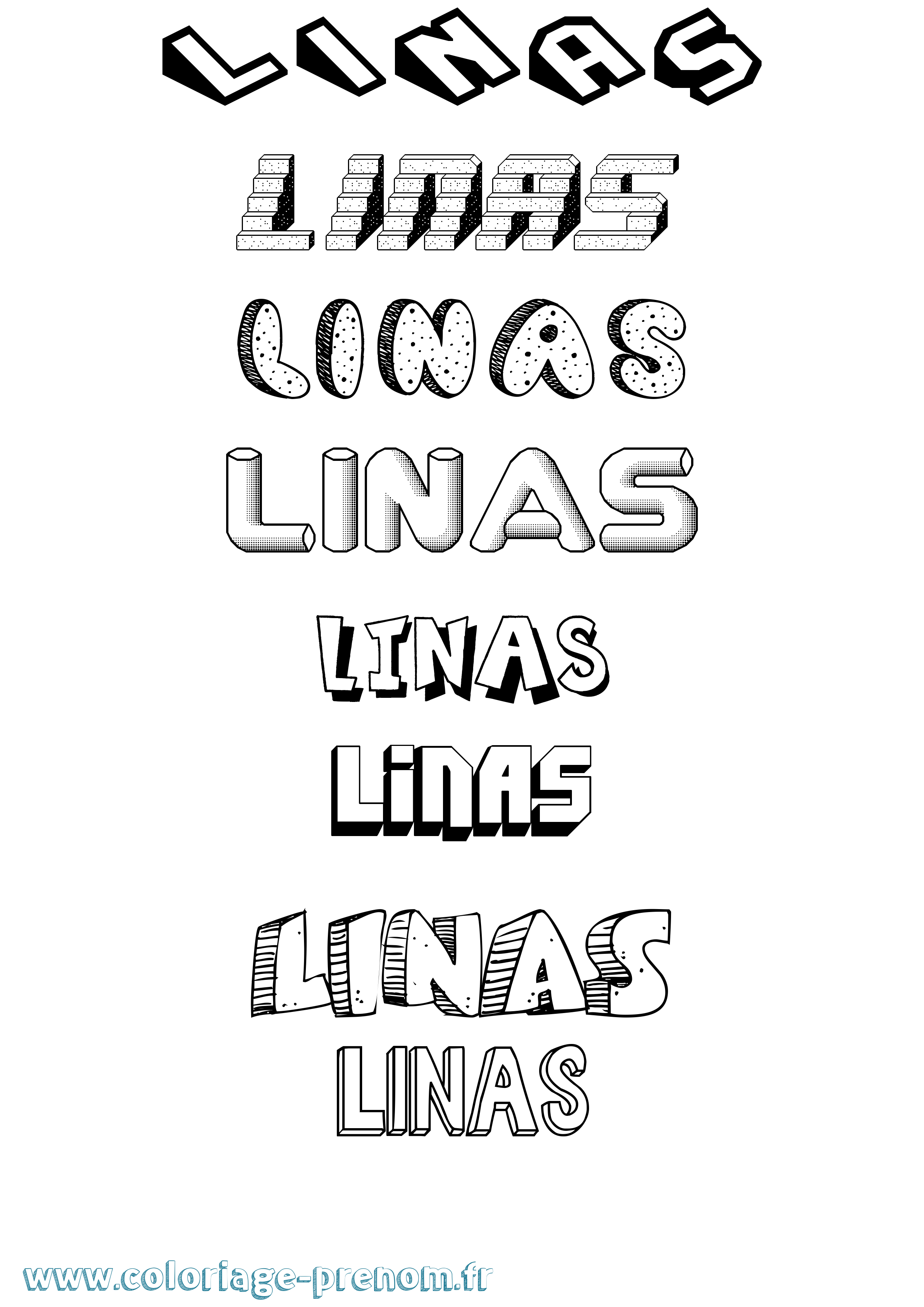 Coloriage Linas Effet 3D Coloriage prénom Linas Effet 3D