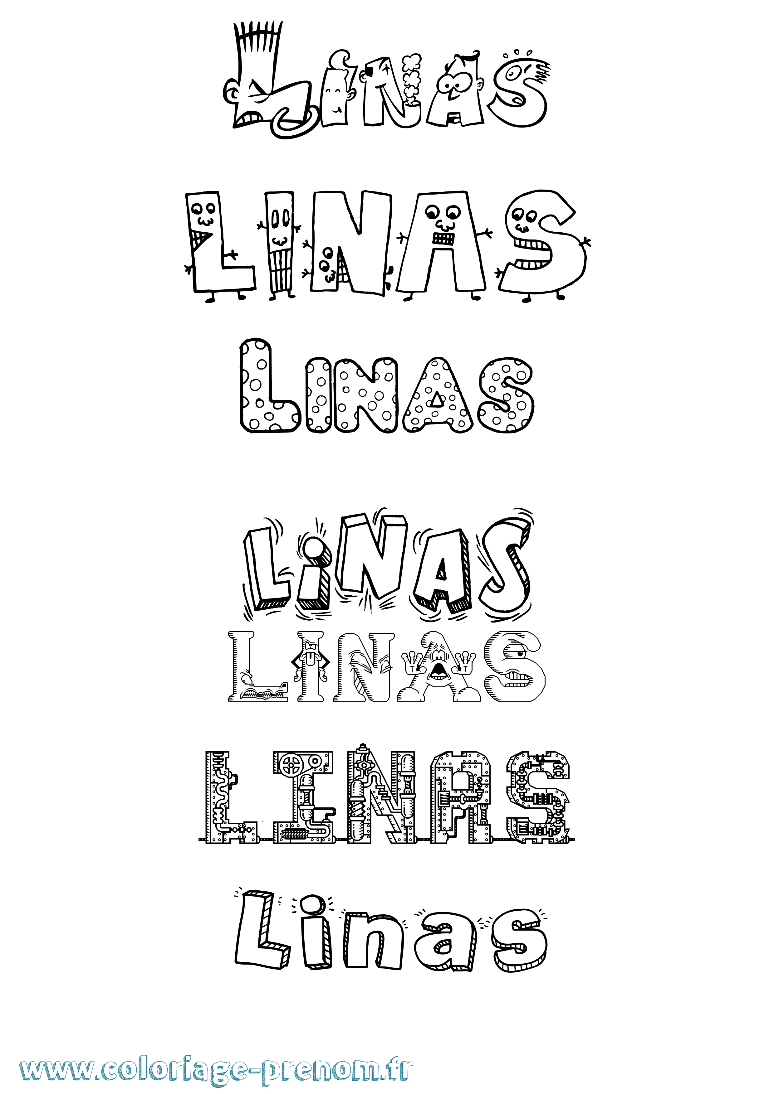 Coloriage Linas Fun Coloriage prénom Linas Fun