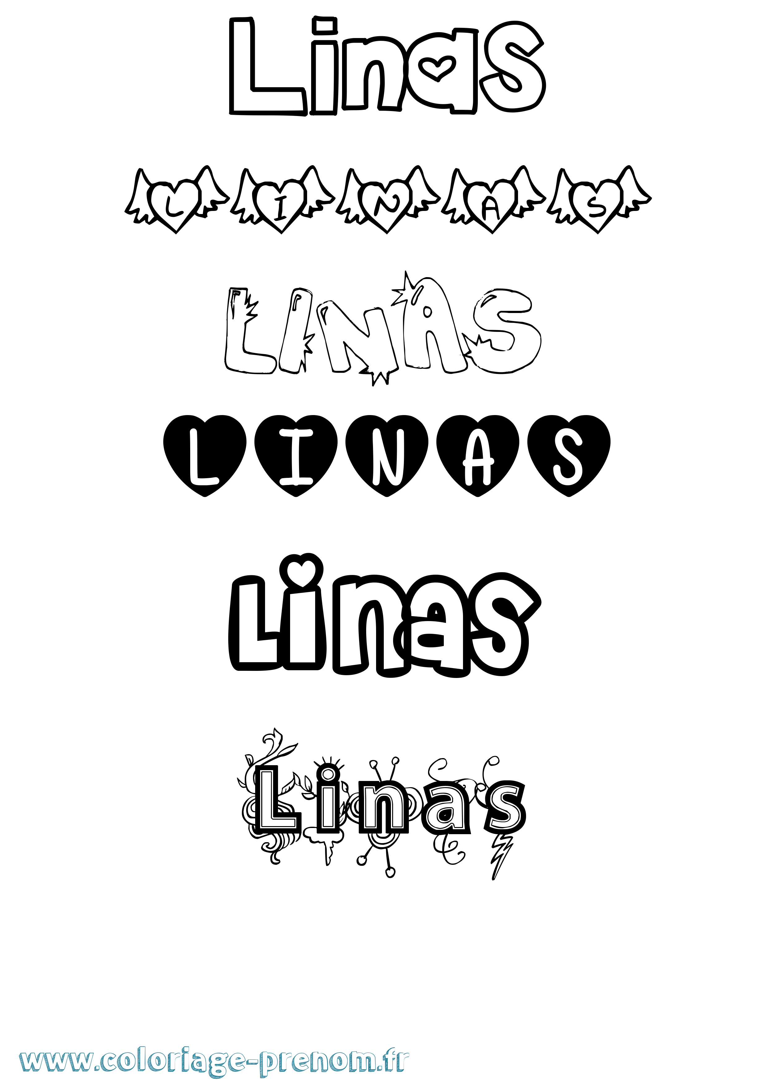 Coloriage Linas Girly Coloriage prénom Linas Girly