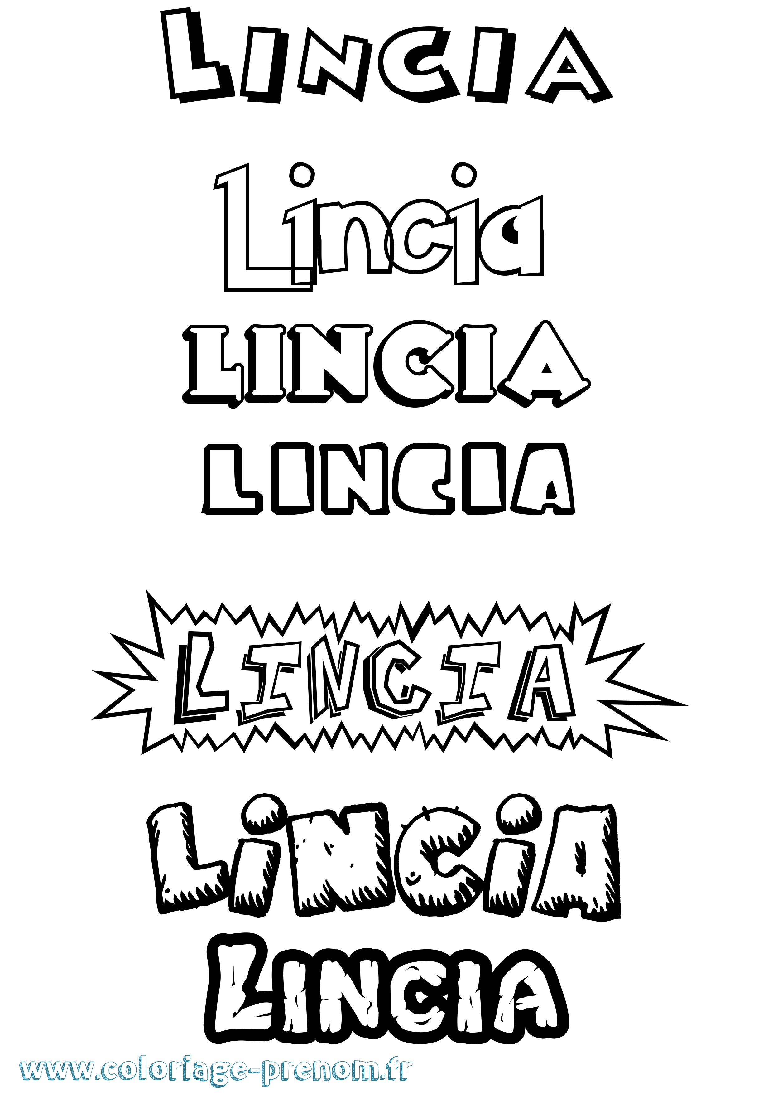 Coloriage Lincia Dessin Animé Coloriage prénom Lincia Dessin Animé