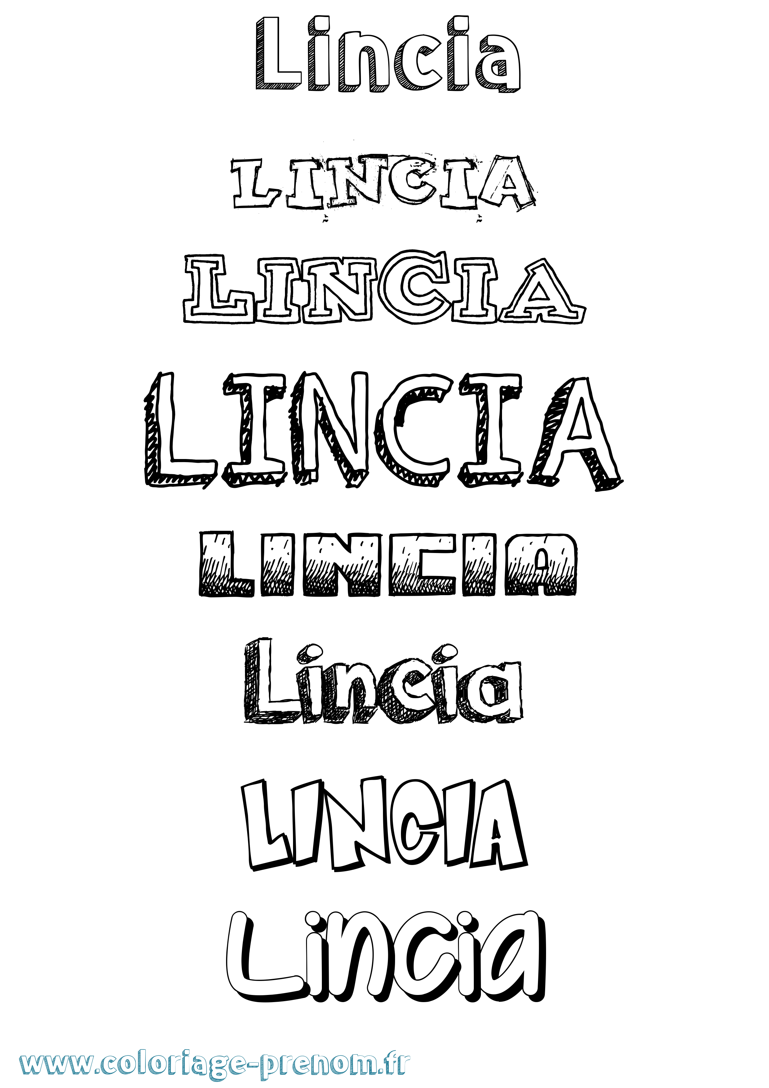 Coloriage Lincia Dessiné Coloriage prénom Lincia Dessiné