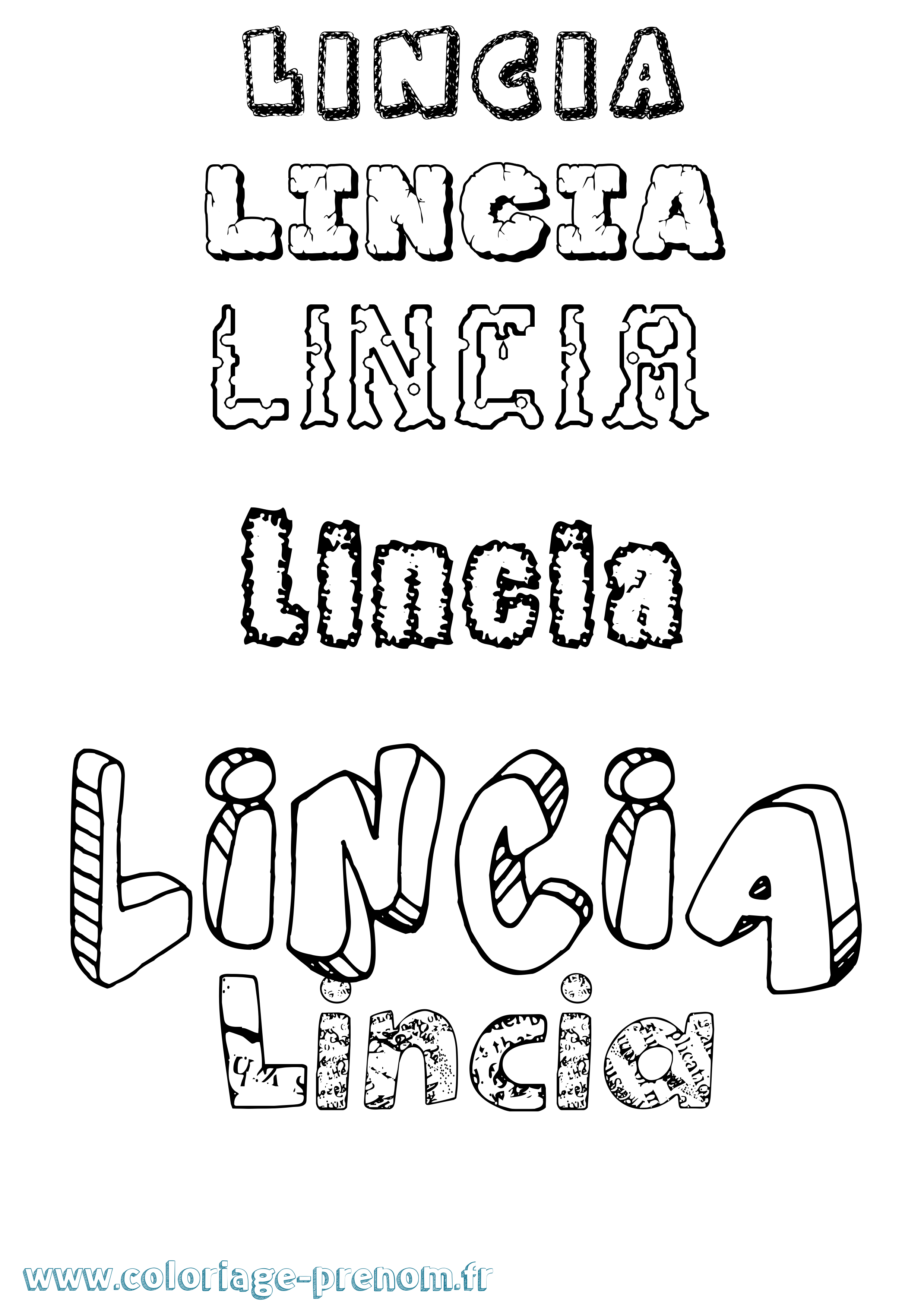 Coloriage Lincia Destructuré Coloriage prénom Lincia Destructuré