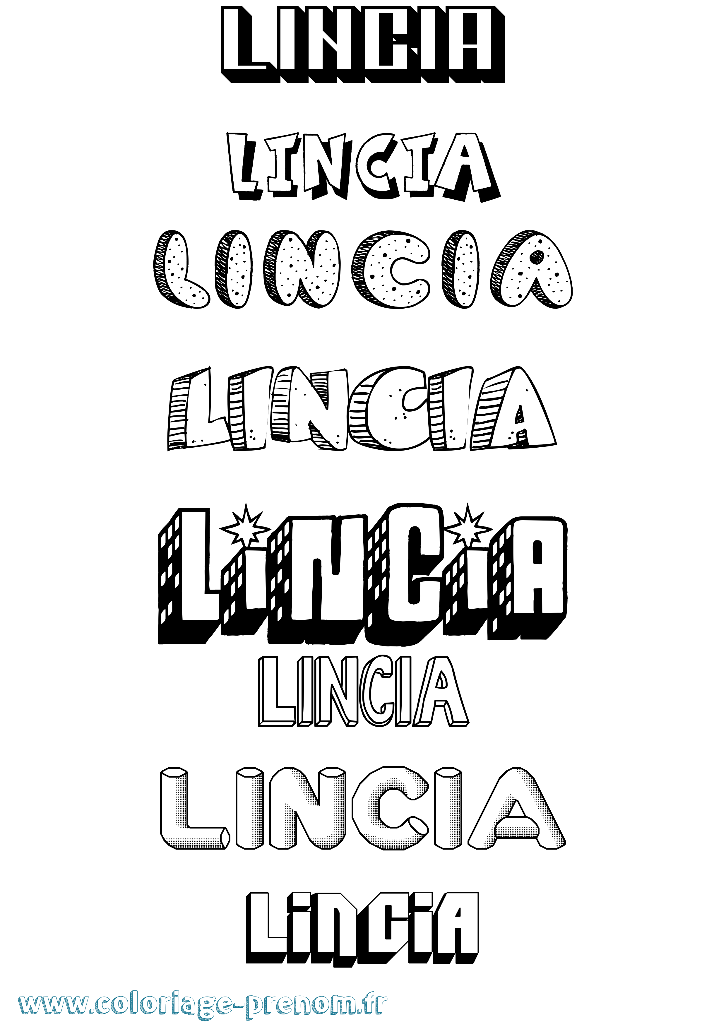 Coloriage Lincia Effet 3D Coloriage prénom Lincia Effet 3D