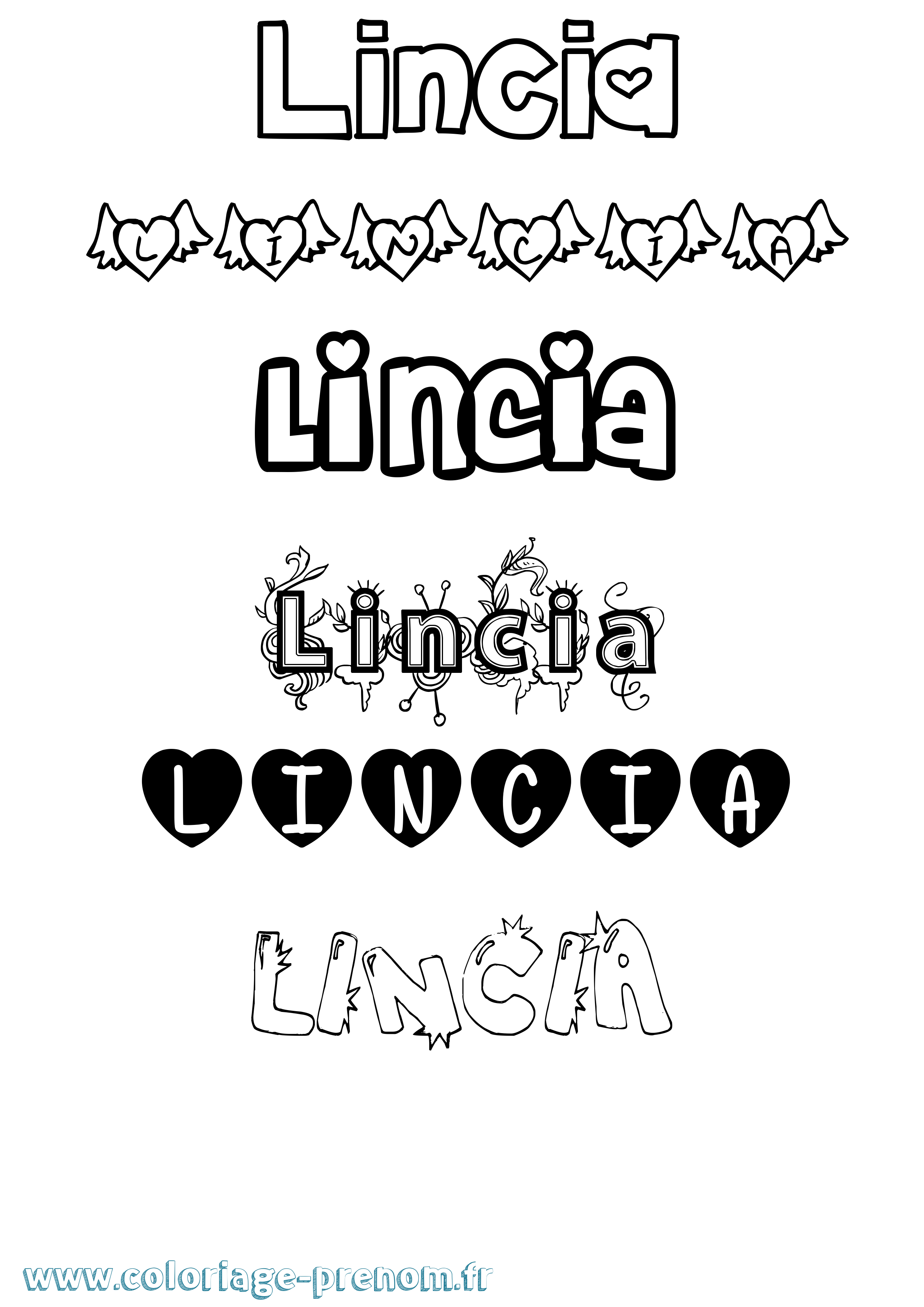 Coloriage Lincia Girly Coloriage prénom Lincia Girly