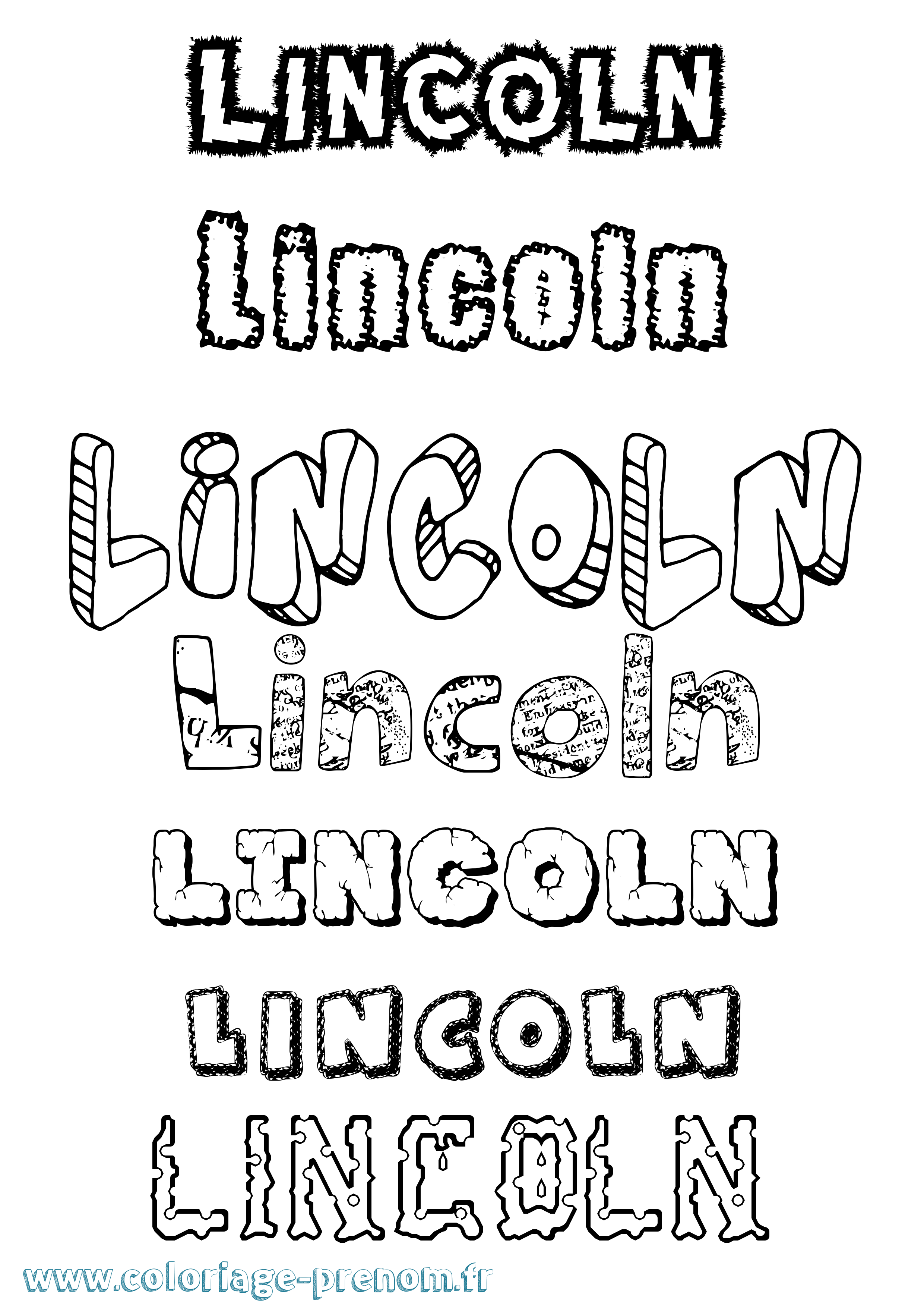 Coloriage Lincoln Destructuré Coloriage prénom Lincoln Destructuré