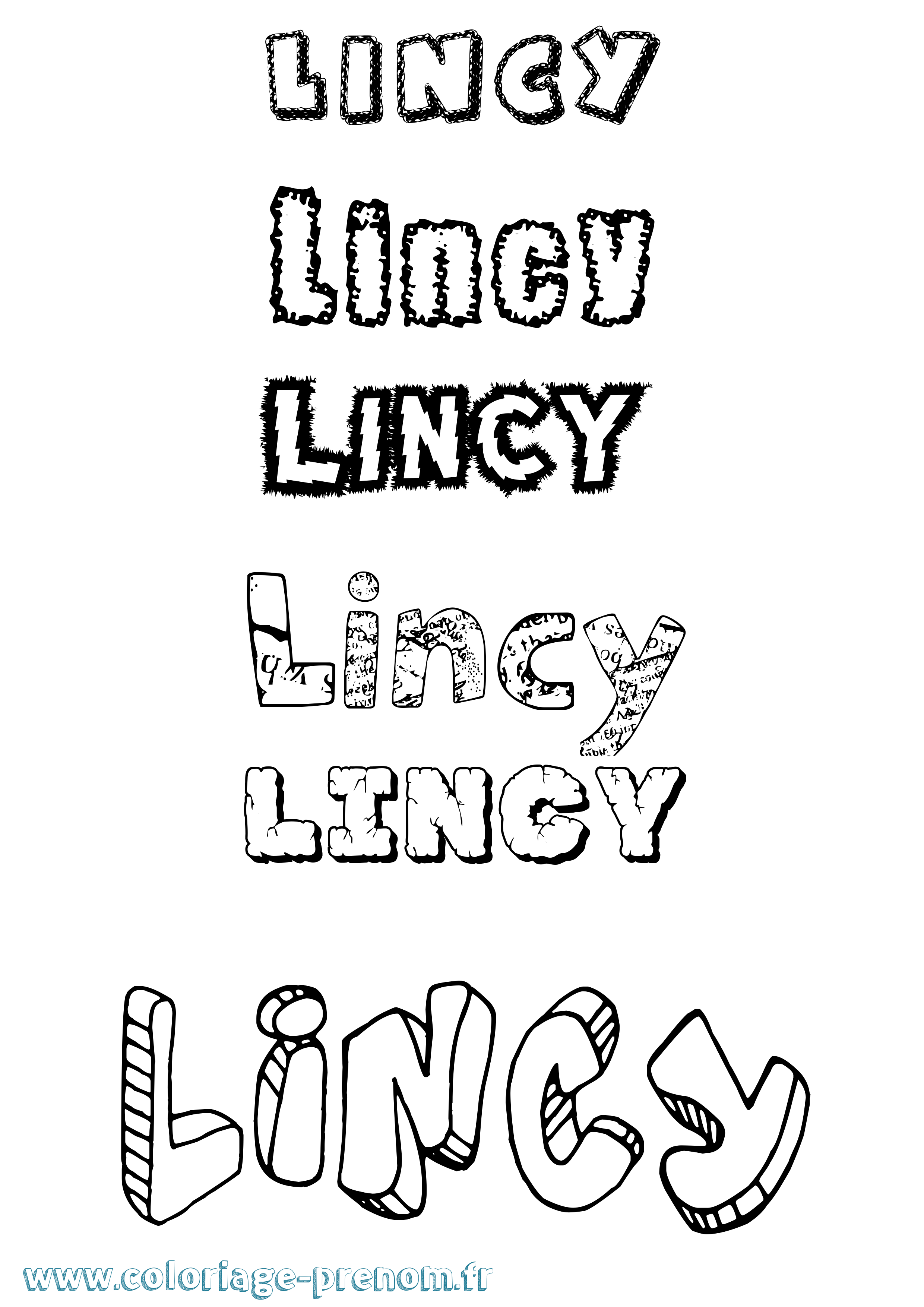 Coloriage Lincy Destructuré Coloriage prénom Lincy Destructuré