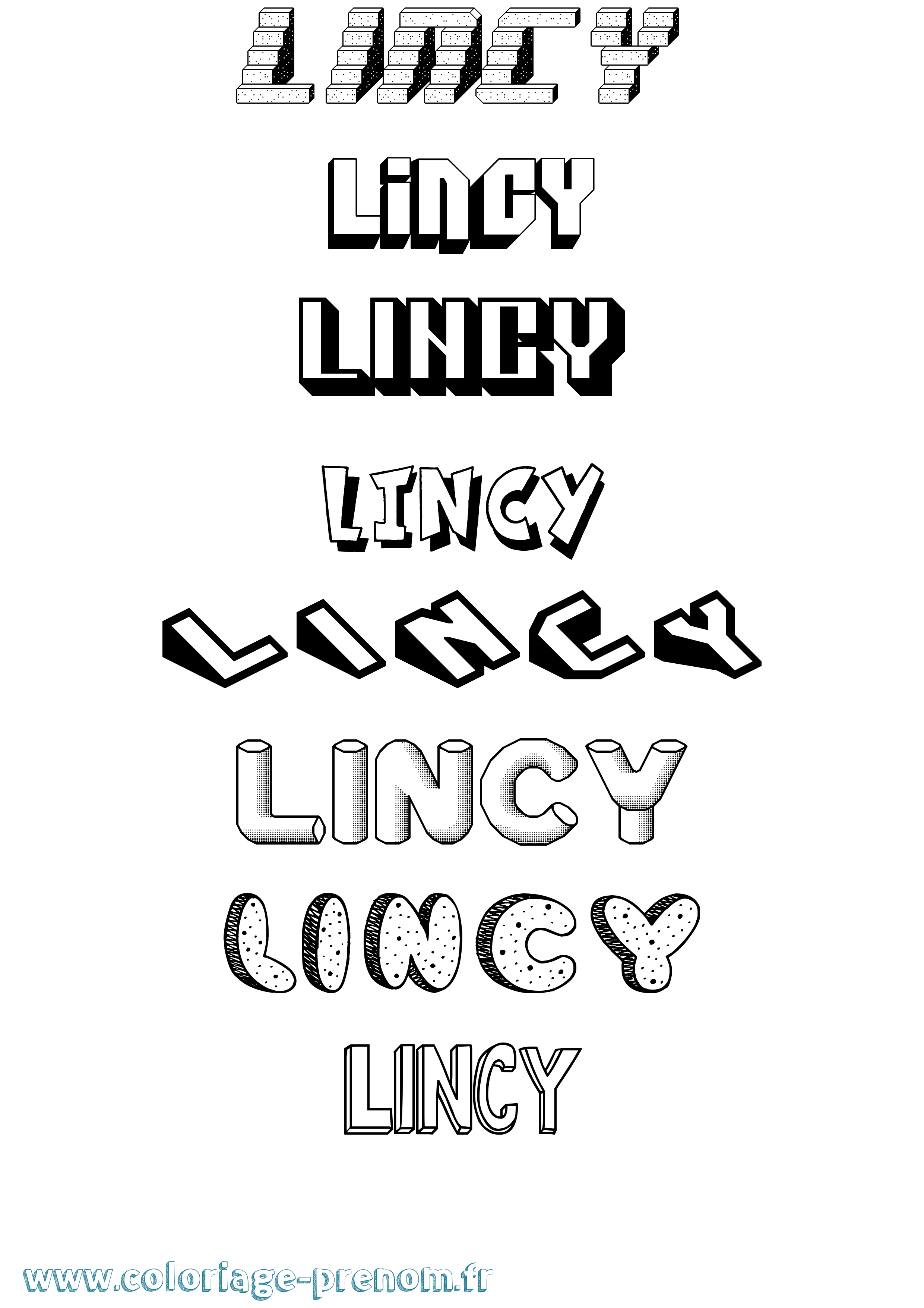 Coloriage Lincy Effet 3D Coloriage prénom Lincy Effet 3D
