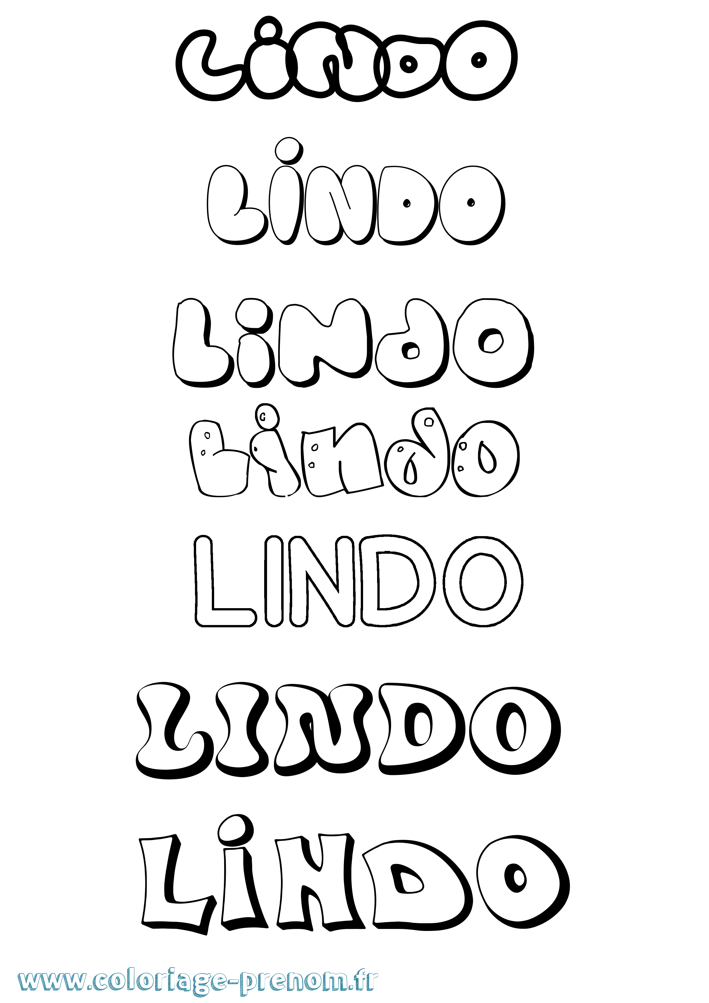 Coloriage Lindo Bubble Coloriage prénom Lindo Bubble