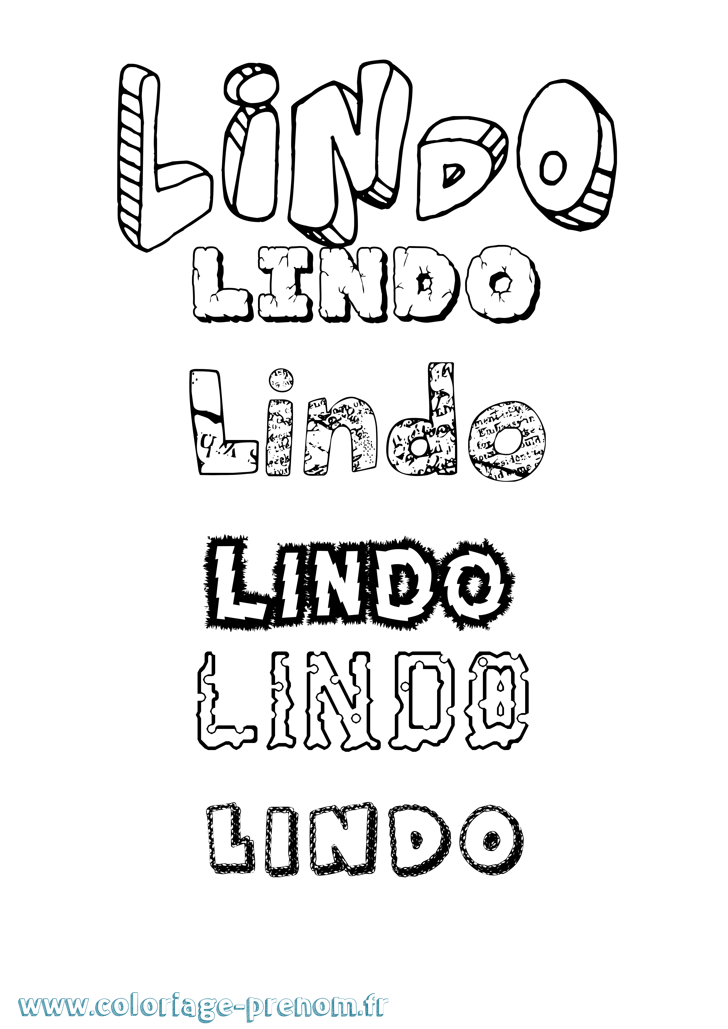 Coloriage Lindo Destructuré Coloriage prénom Lindo Destructuré