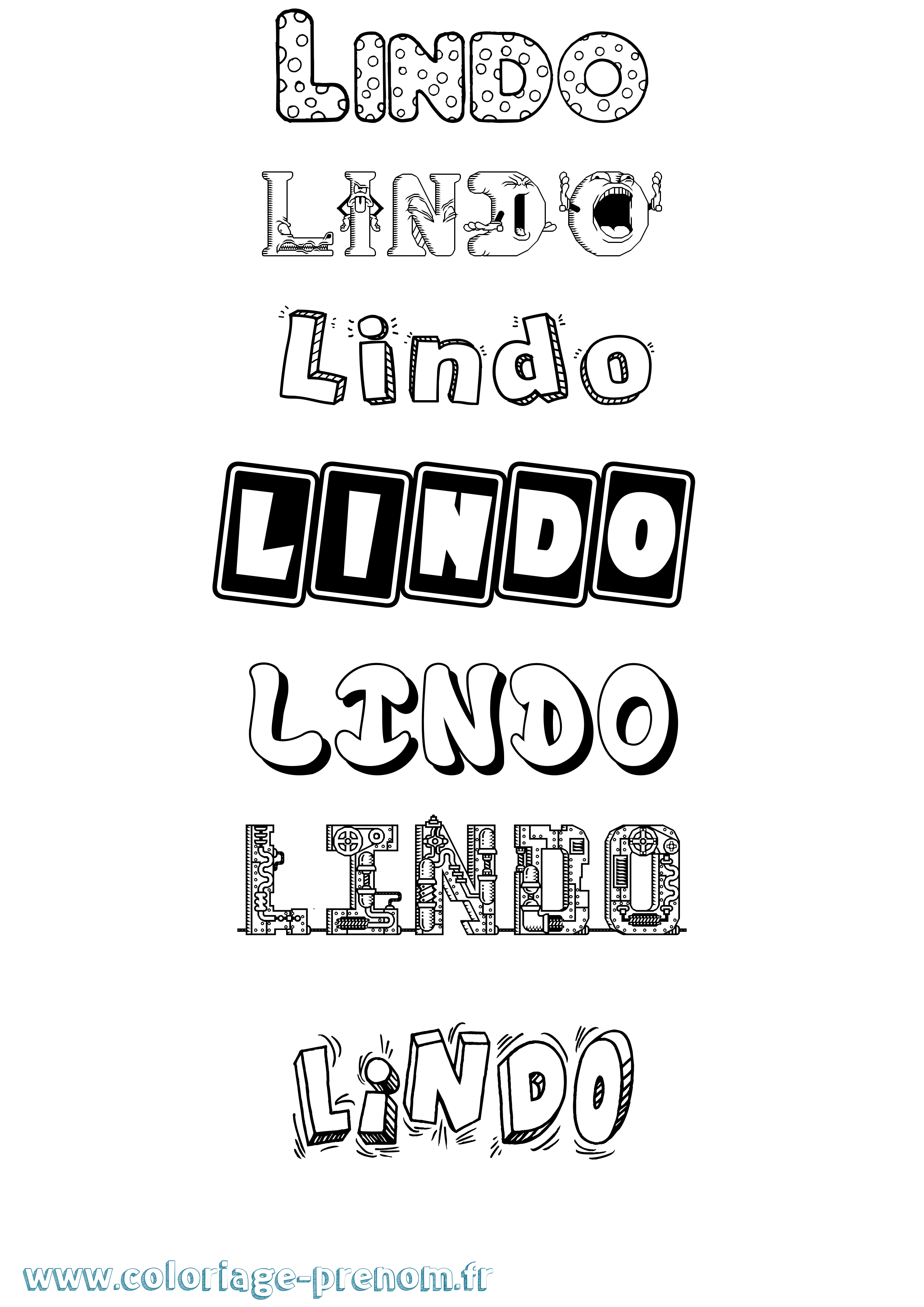 Coloriage Lindo Fun Coloriage prénom Lindo Fun