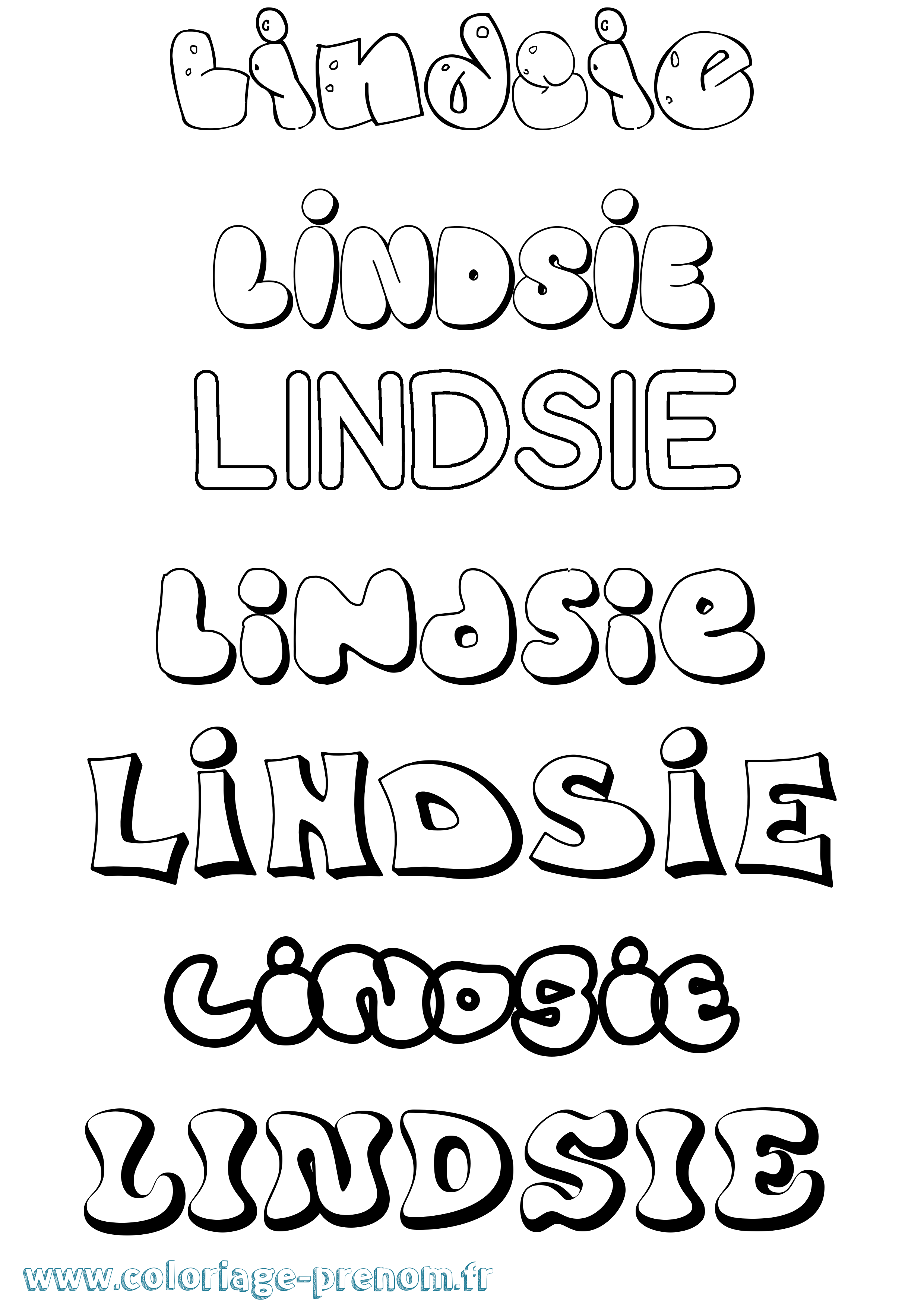Coloriage Lindsie Bubble Coloriage prénom Lindsie Bubble