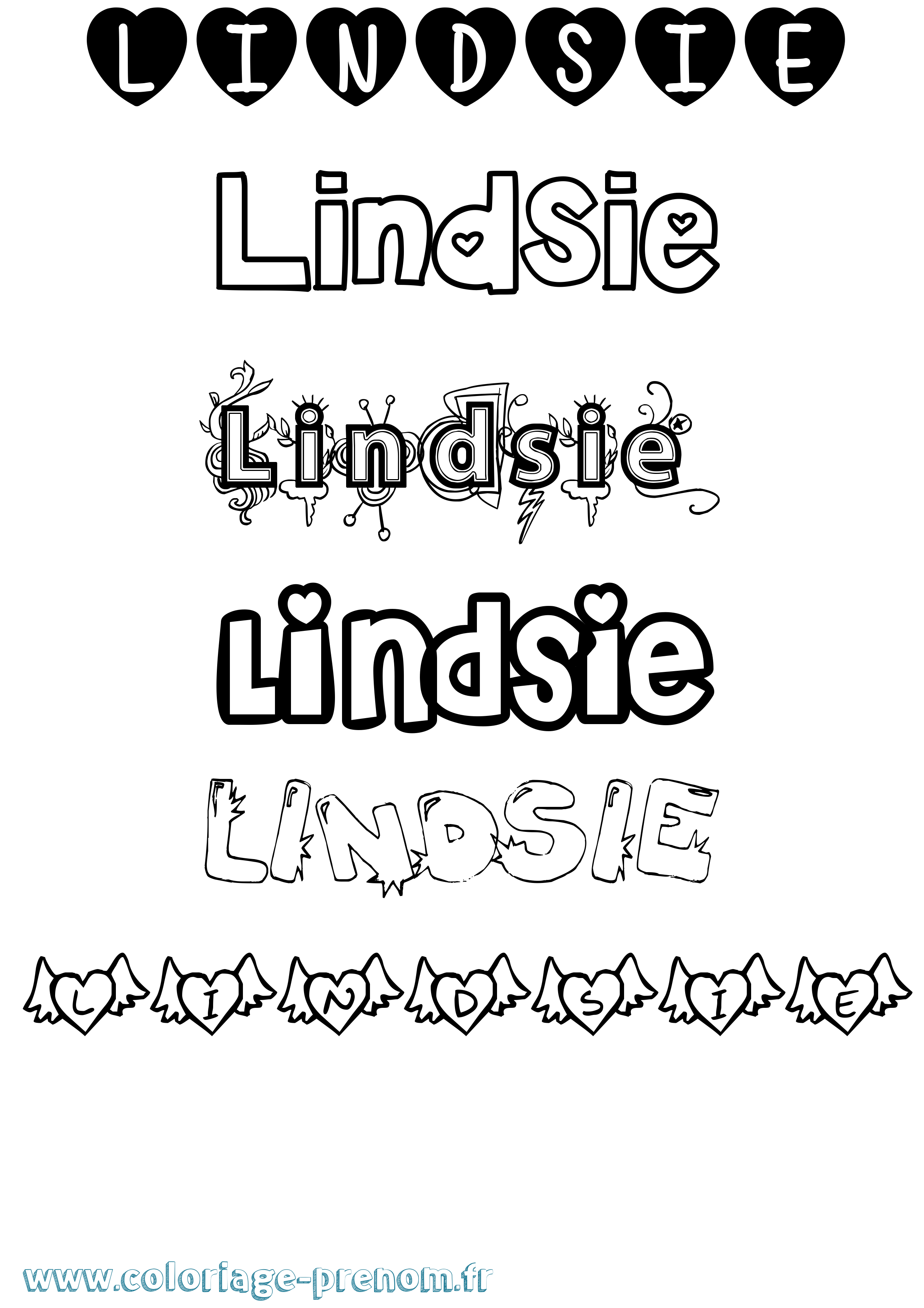 Coloriage Lindsie Girly Coloriage prénom Lindsie Girly