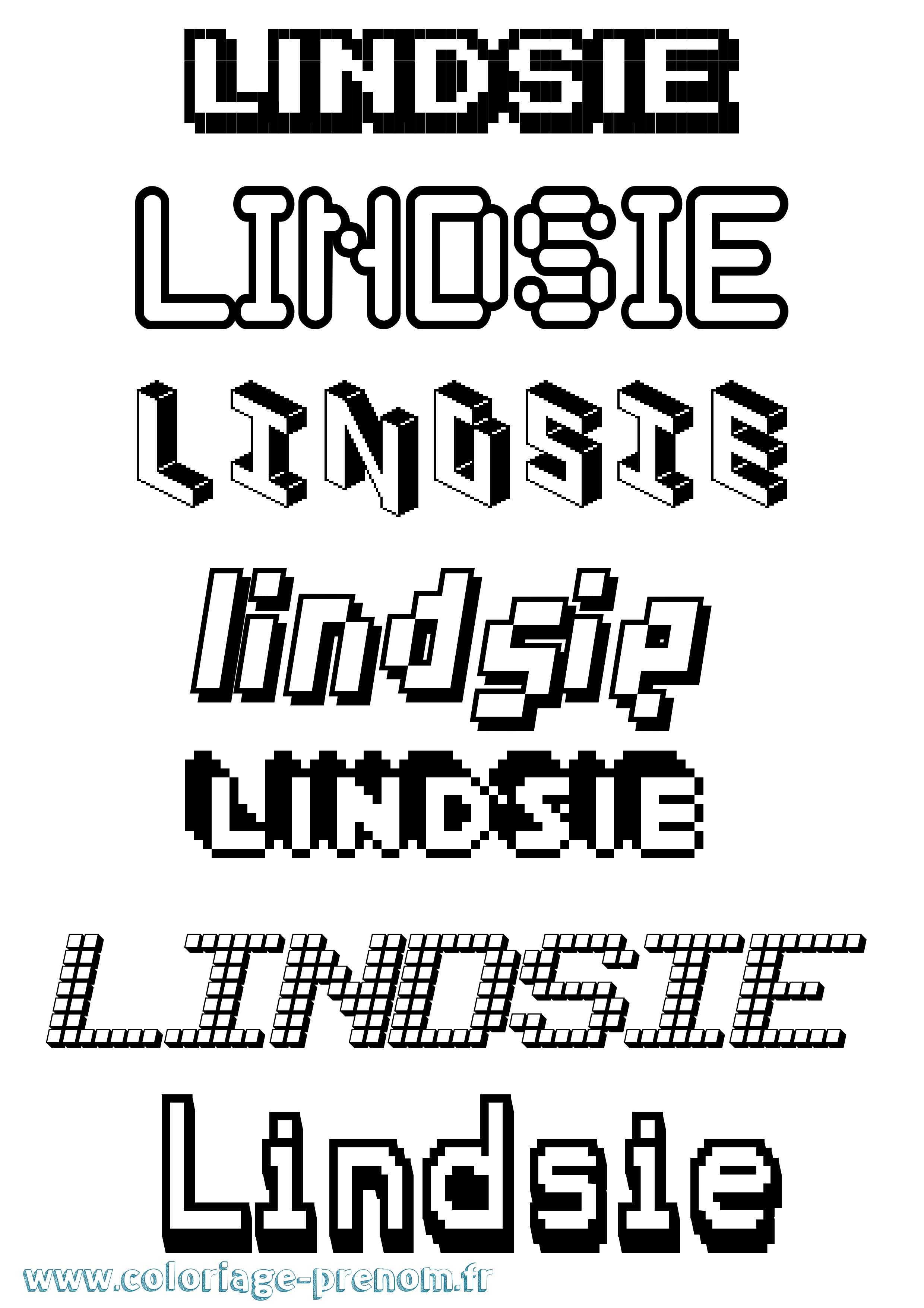 Coloriage Lindsie Pixel Coloriage prénom Lindsie Pixel