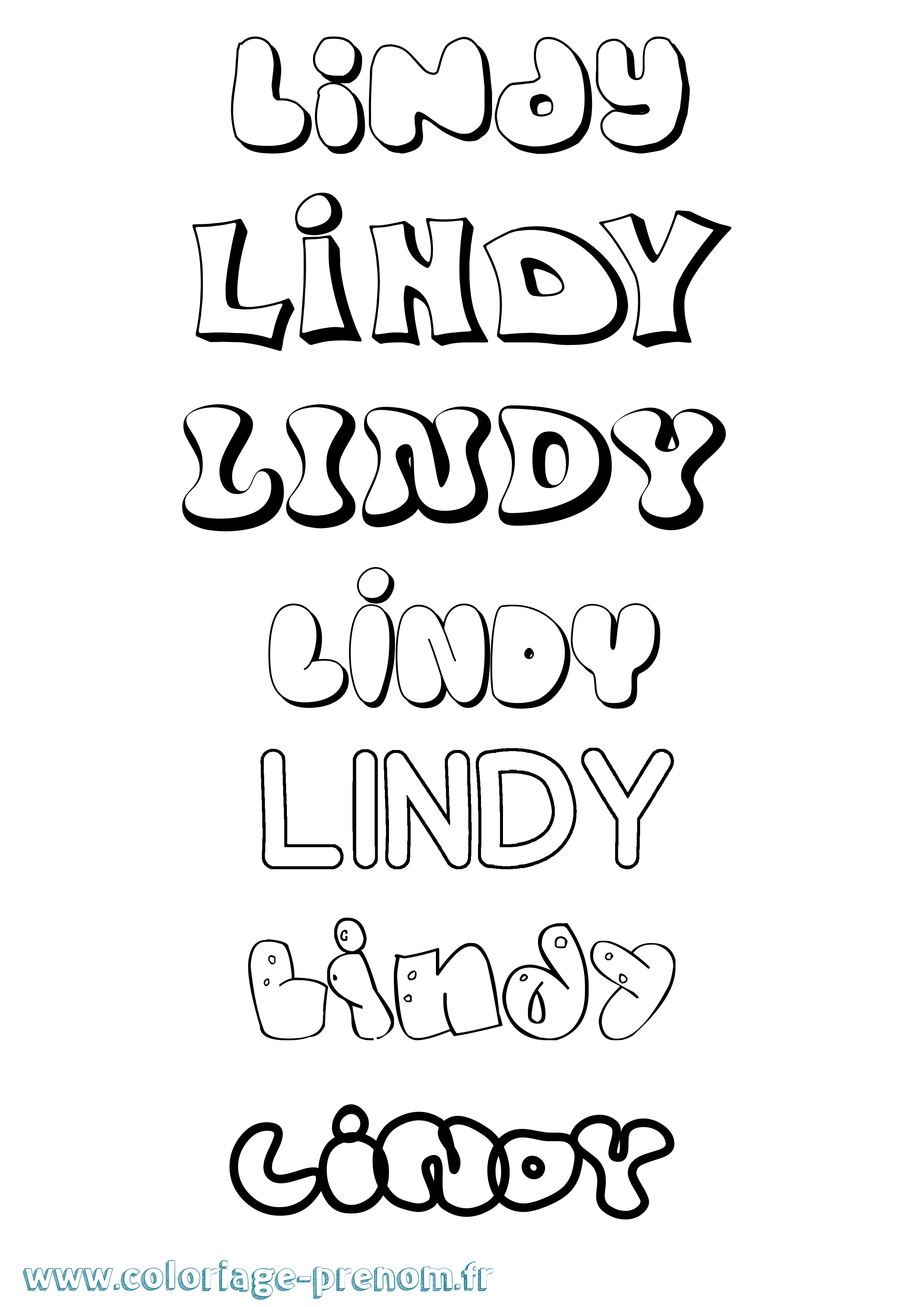 Coloriage Lindy Bubble Coloriage prénom Lindy Bubble