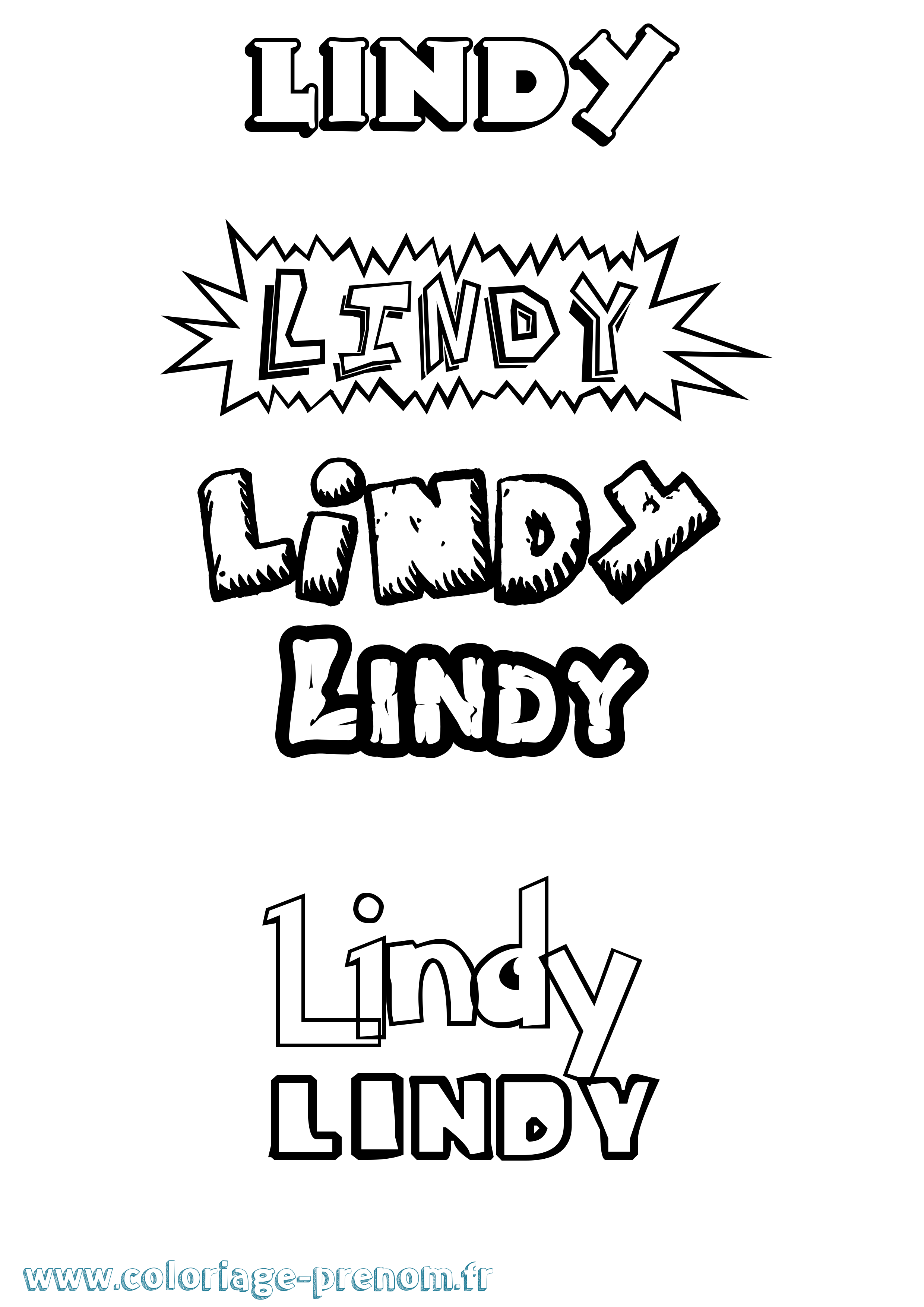 Coloriage Lindy Dessin Animé Coloriage prénom Lindy Dessin Animé