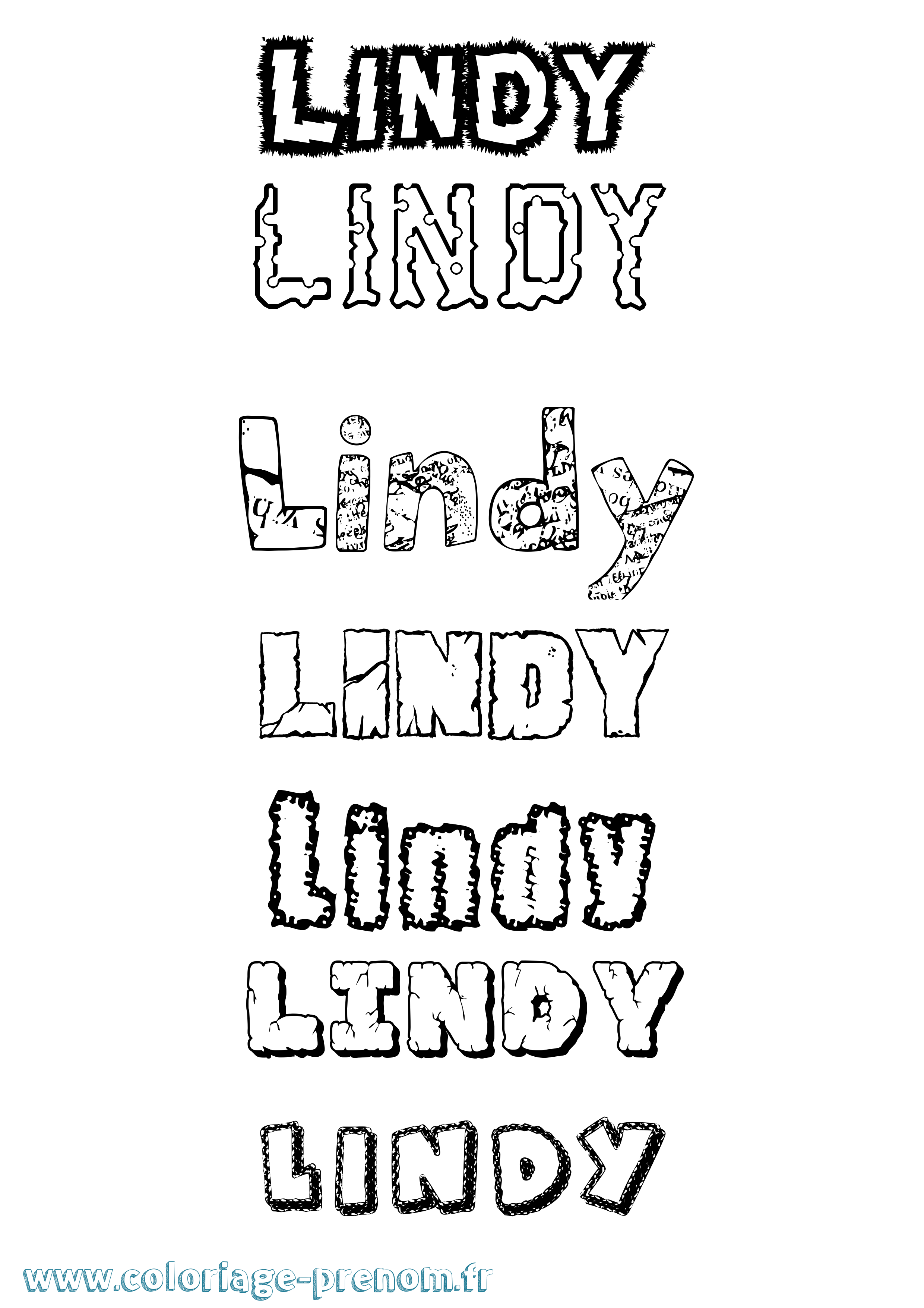 Coloriage Lindy Destructuré Coloriage prénom Lindy Destructuré