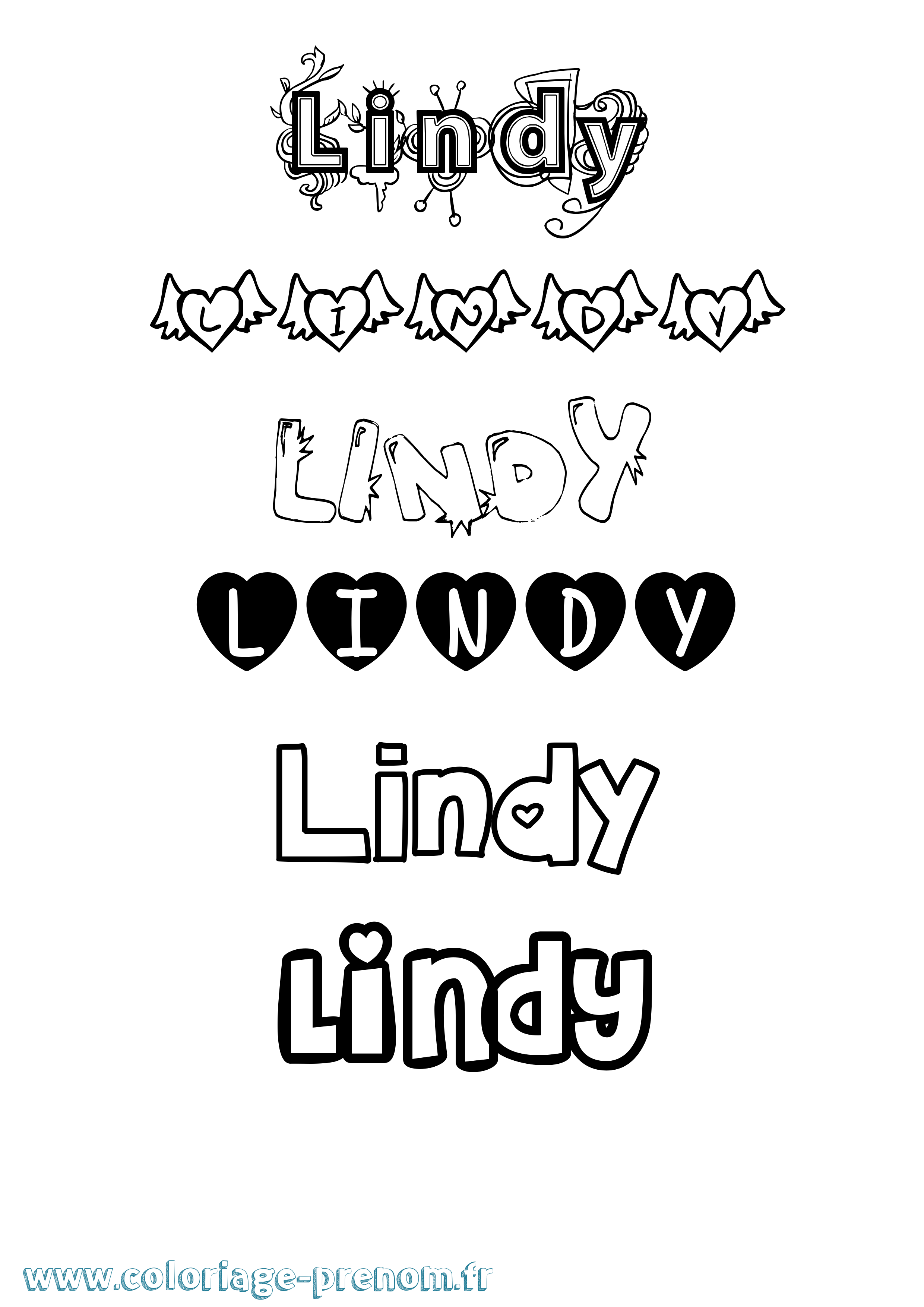 Coloriage Lindy Girly Coloriage prénom Lindy Girly