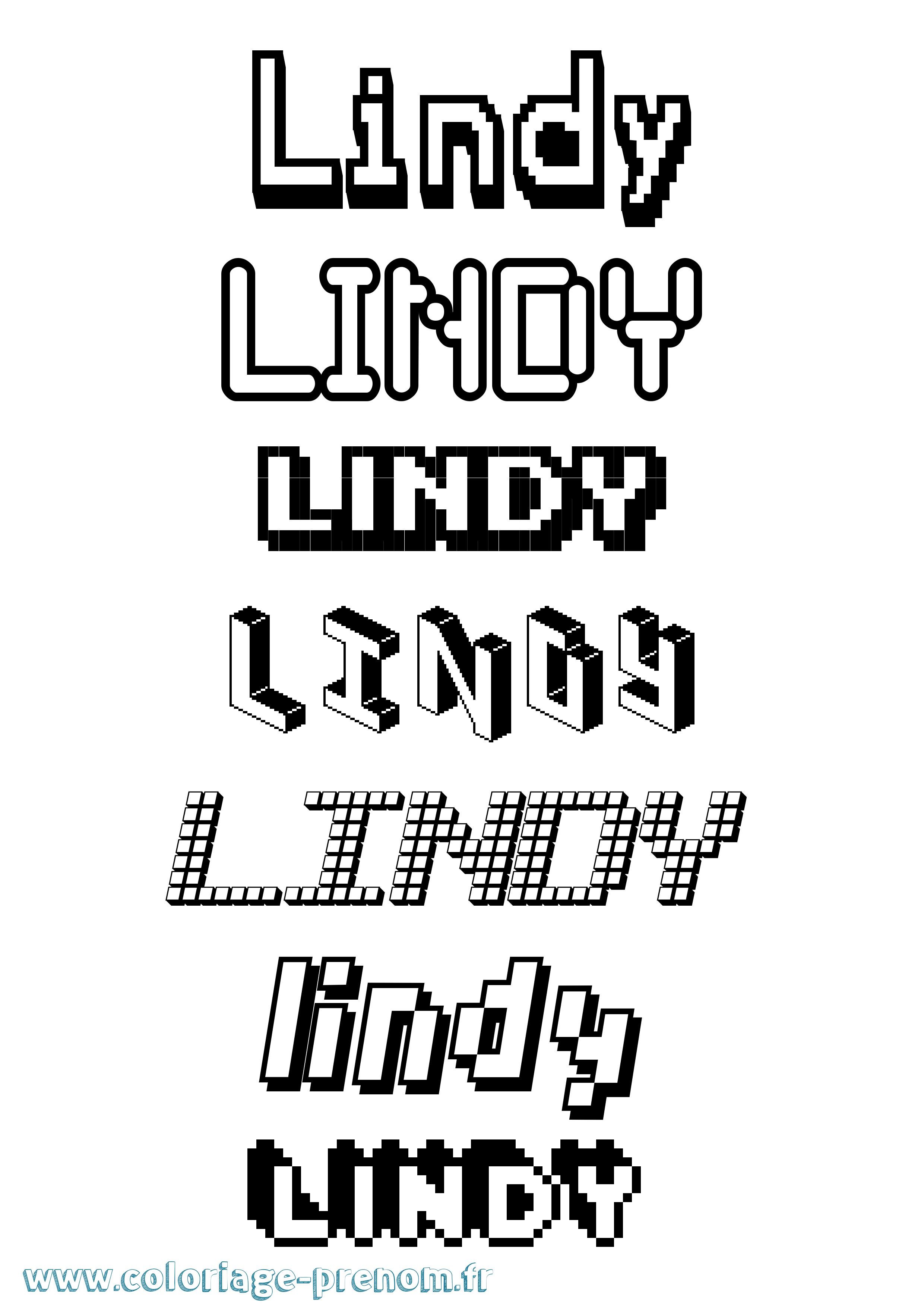 Coloriage Lindy Pixel Coloriage prénom Lindy Pixel