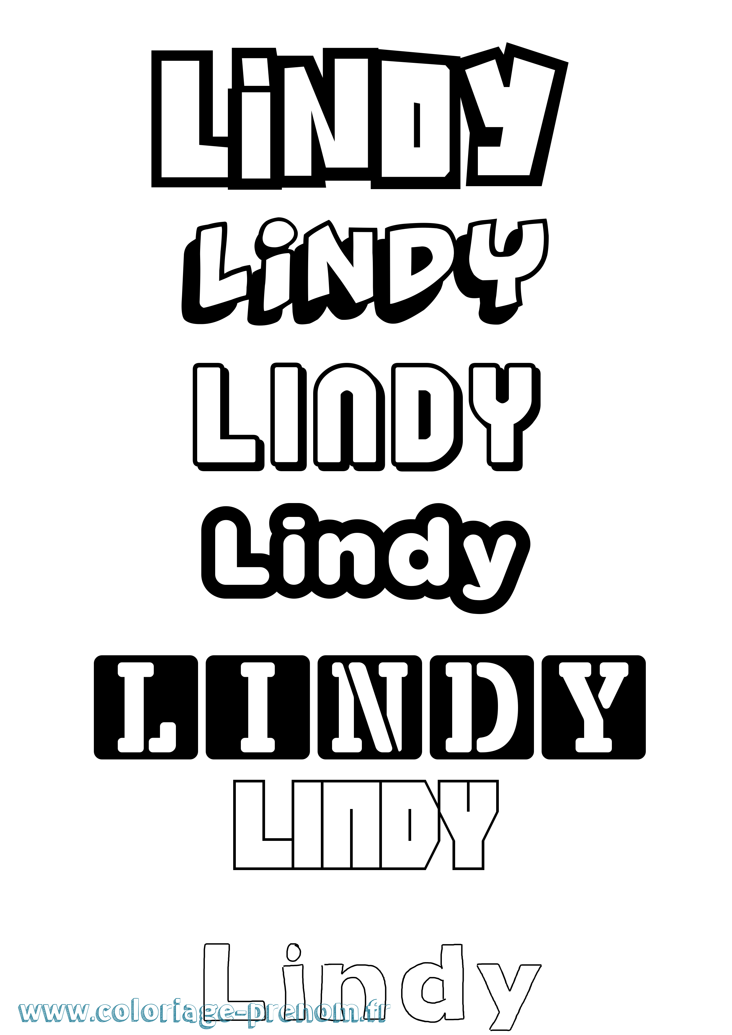 Coloriage Lindy Simple Coloriage prénom Lindy Simple