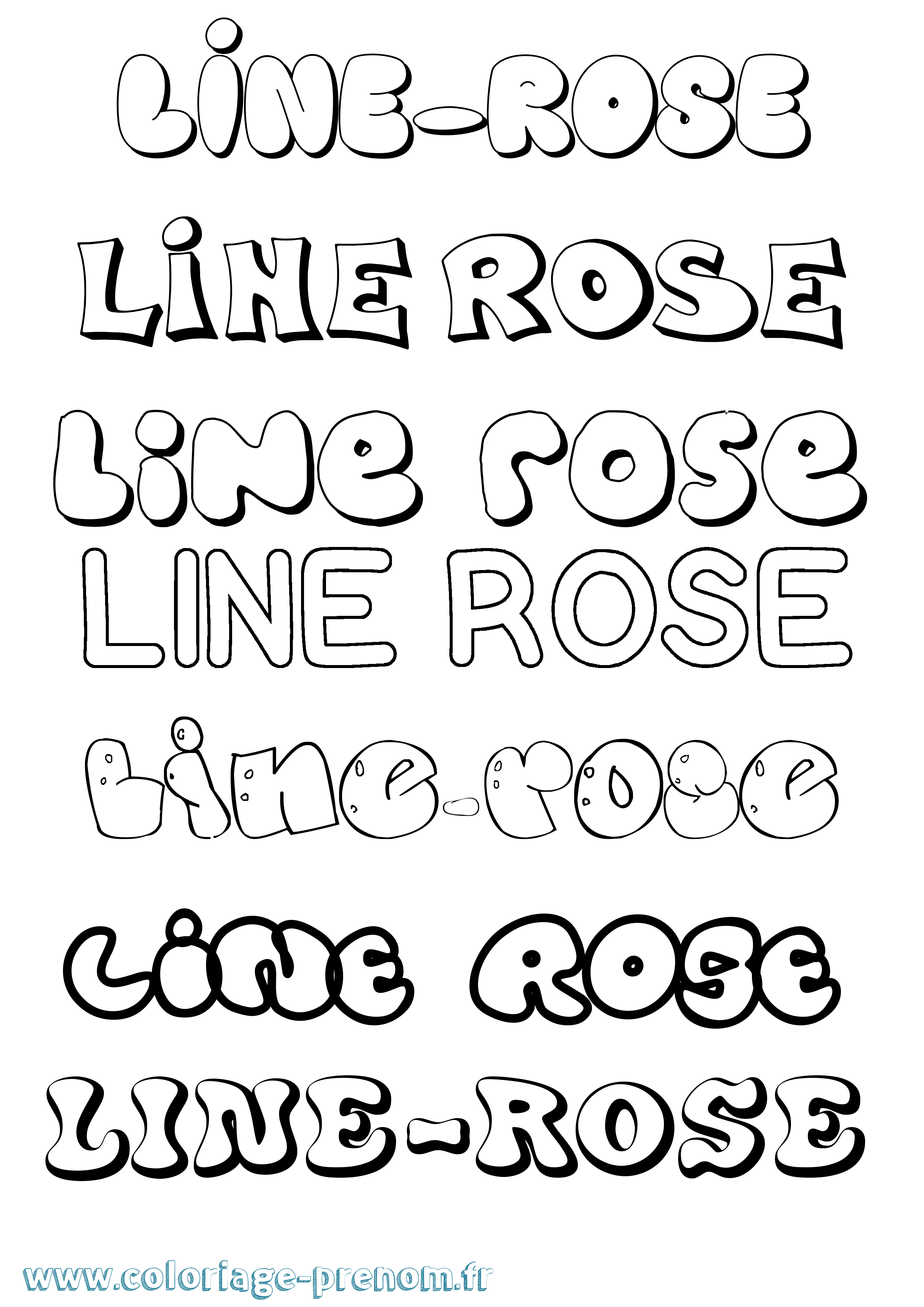 Coloriage Line-Rose Bubble Coloriage prénom Line-Rose Bubble