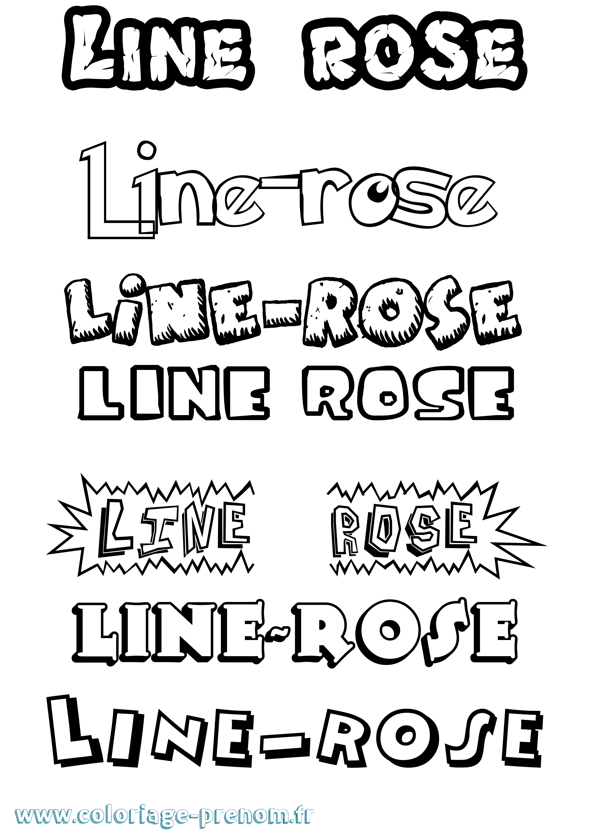 Coloriage Line-Rose Dessin Animé Coloriage prénom Line-Rose Dessin Animé