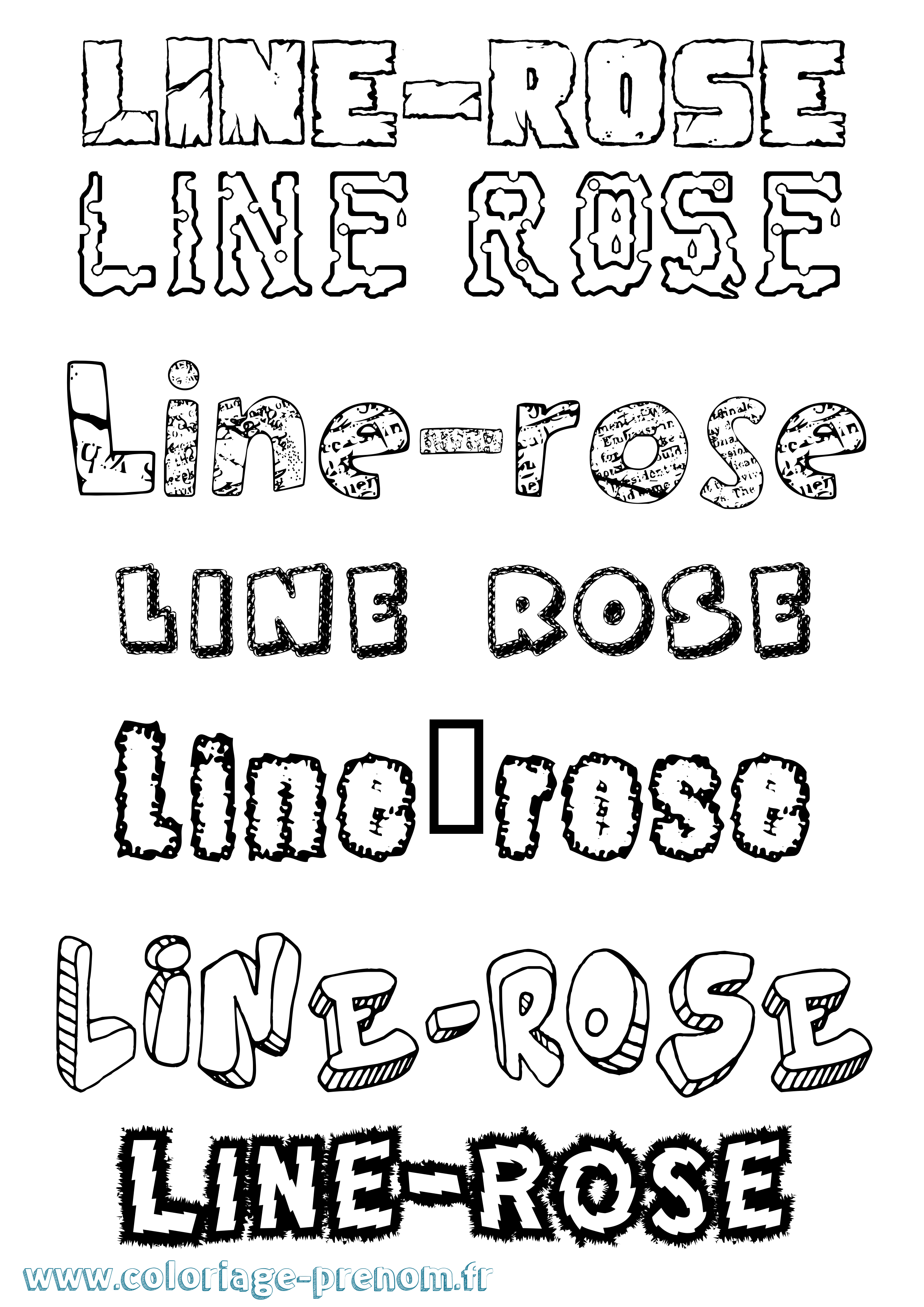 Coloriage Line-Rose Destructuré Coloriage prénom Line-Rose Destructuré