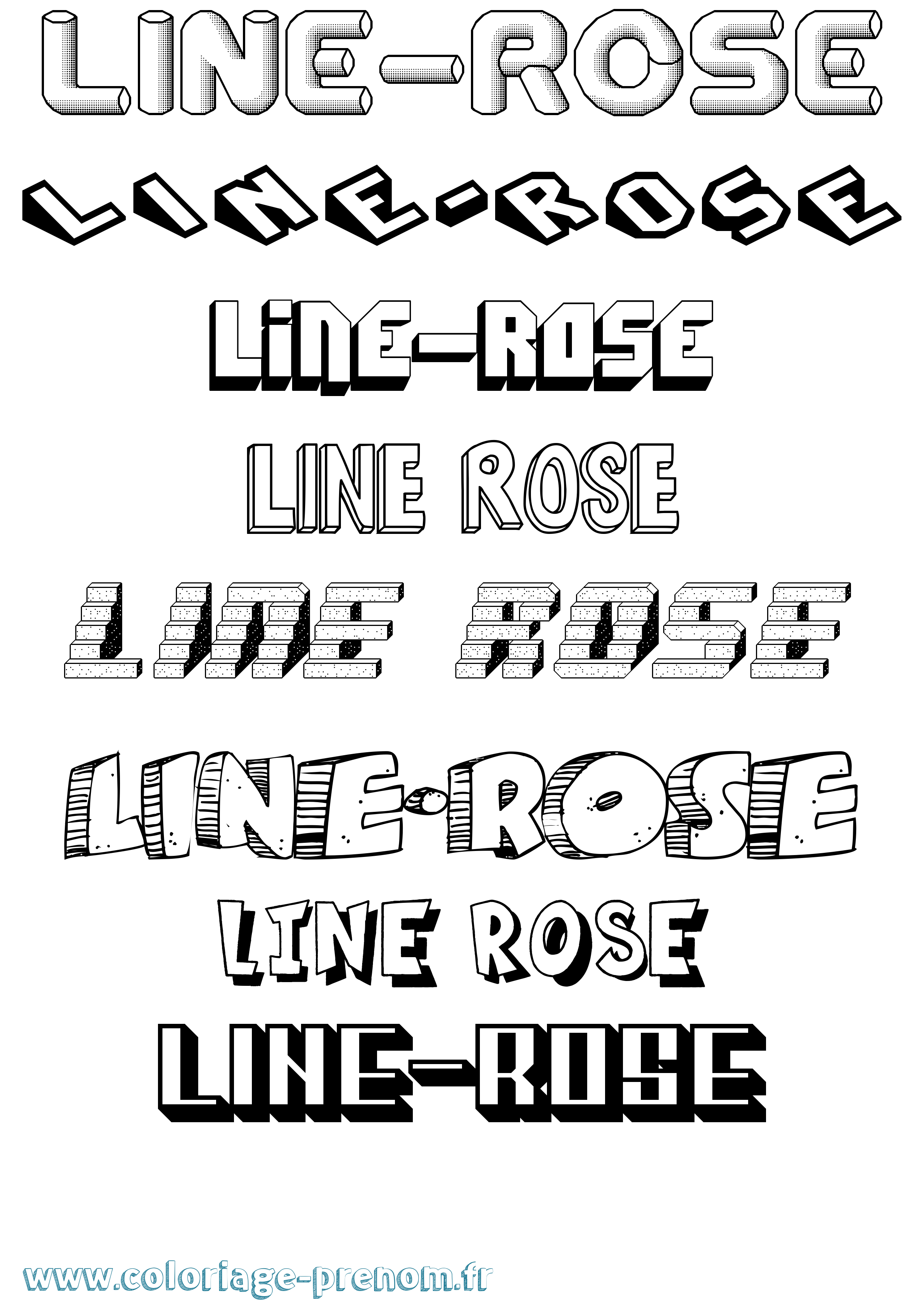 Coloriage Line-Rose Effet 3D Coloriage prénom Line-Rose Effet 3D