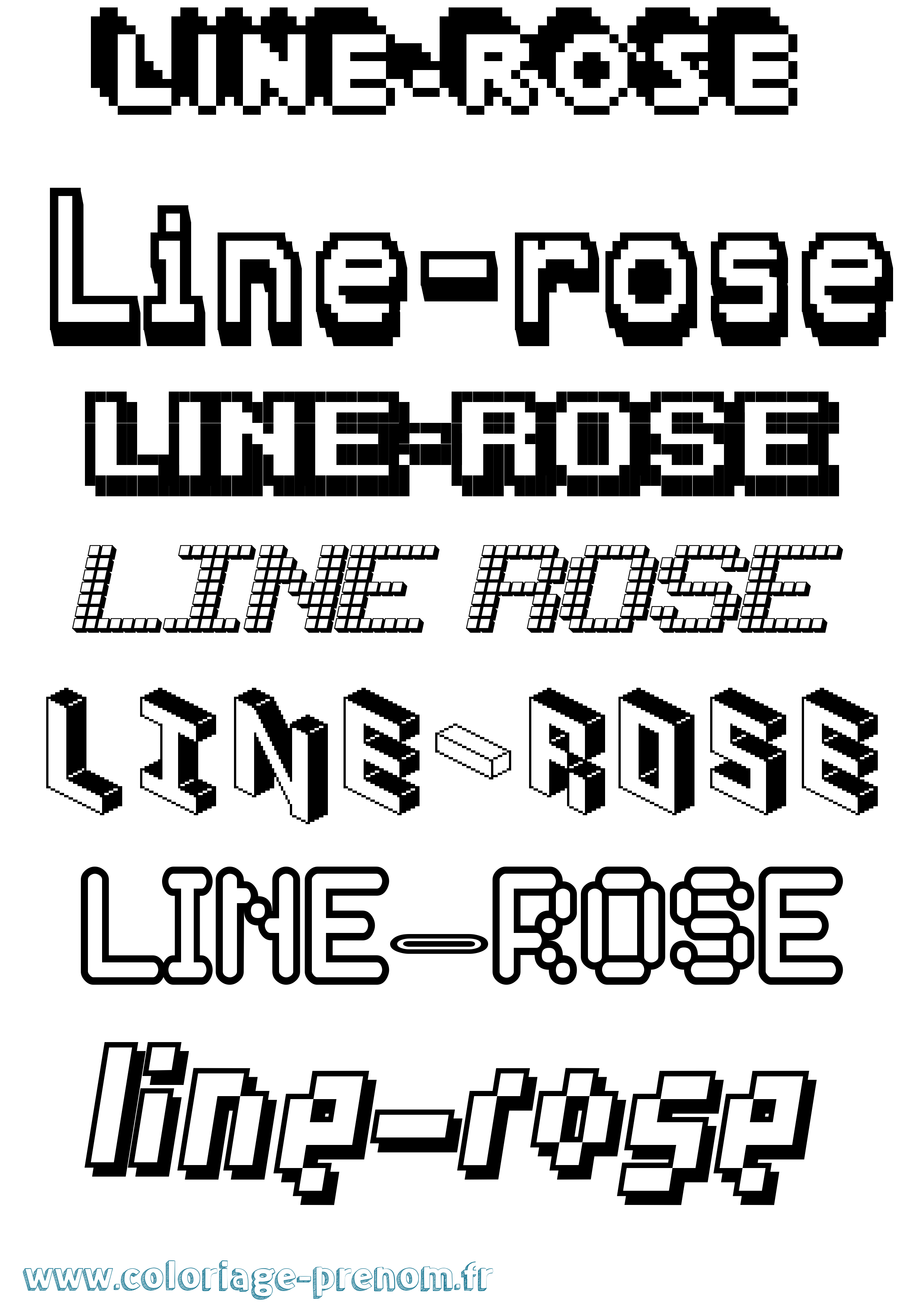 Coloriage Line-Rose Pixel Coloriage prénom Line-Rose Pixel