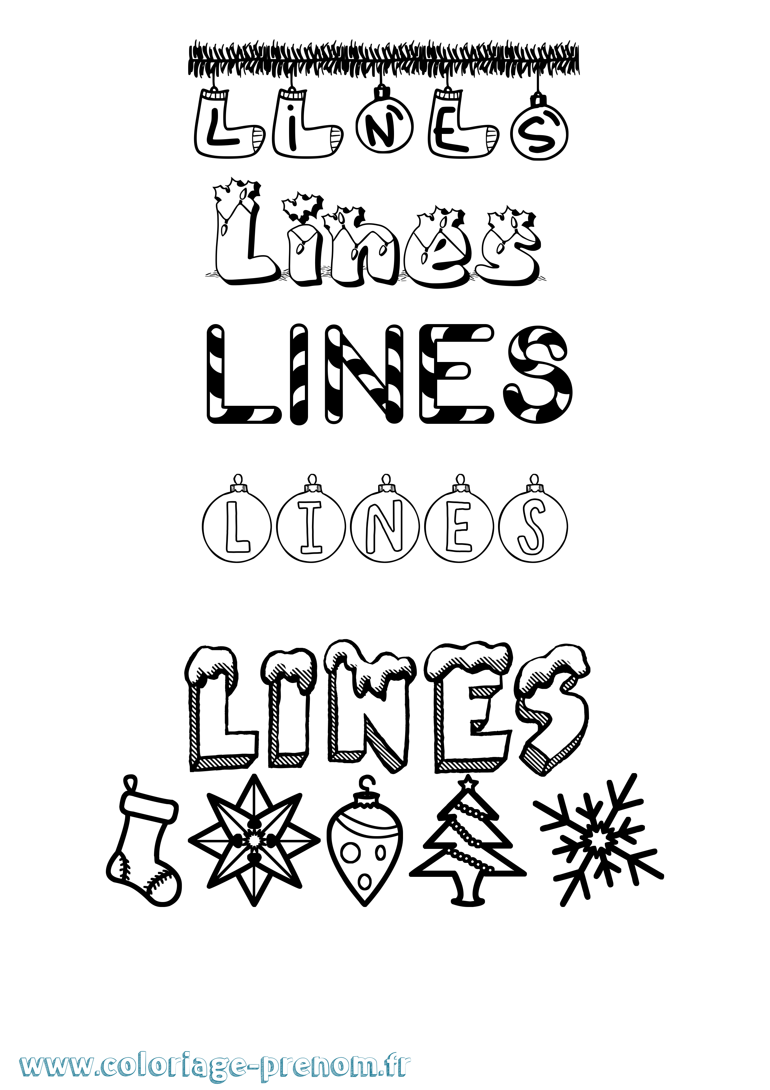 Coloriage Lines Noël Coloriage prénom Lines Noël