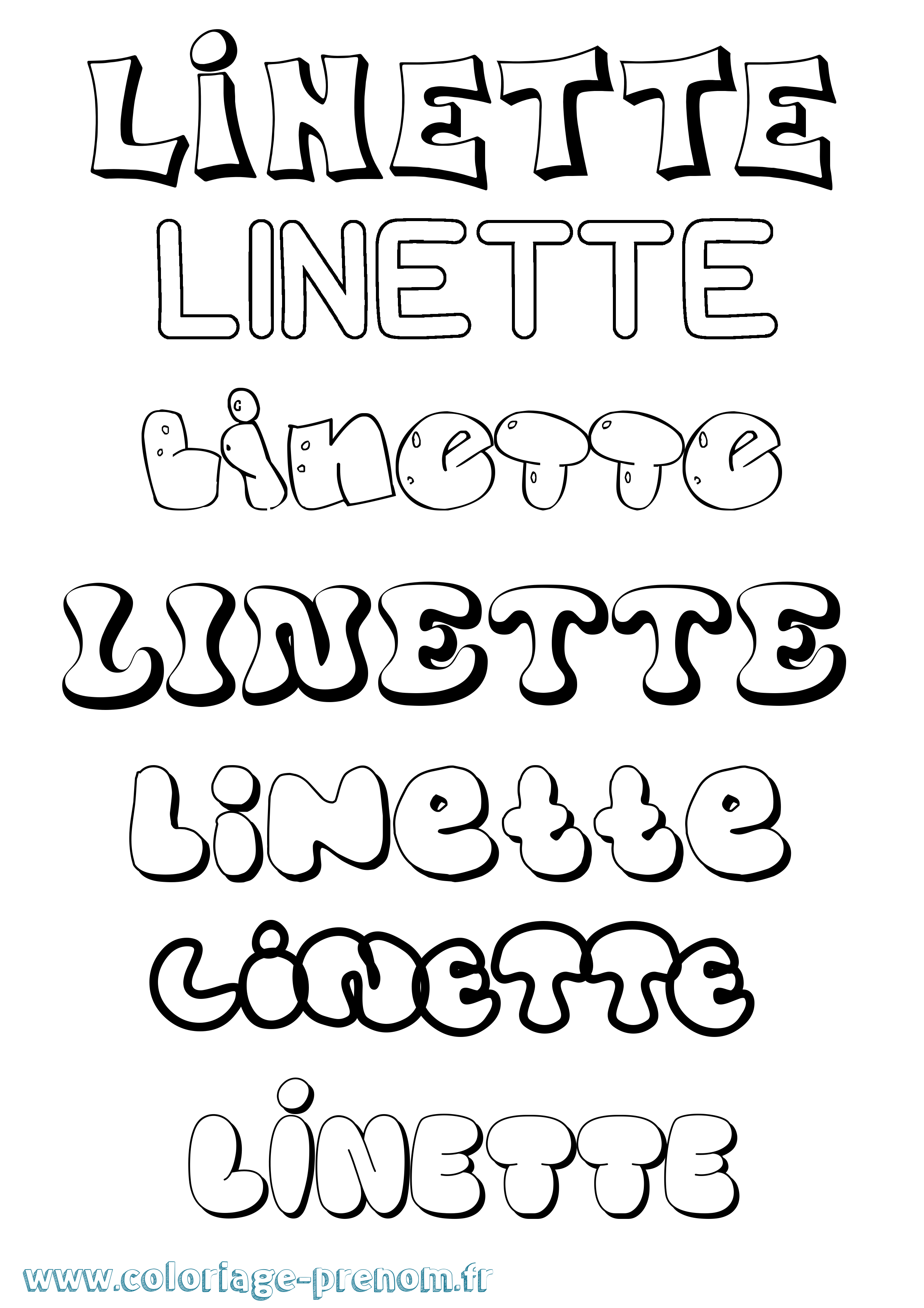 Coloriage Linette Bubble Coloriage prénom Linette Bubble