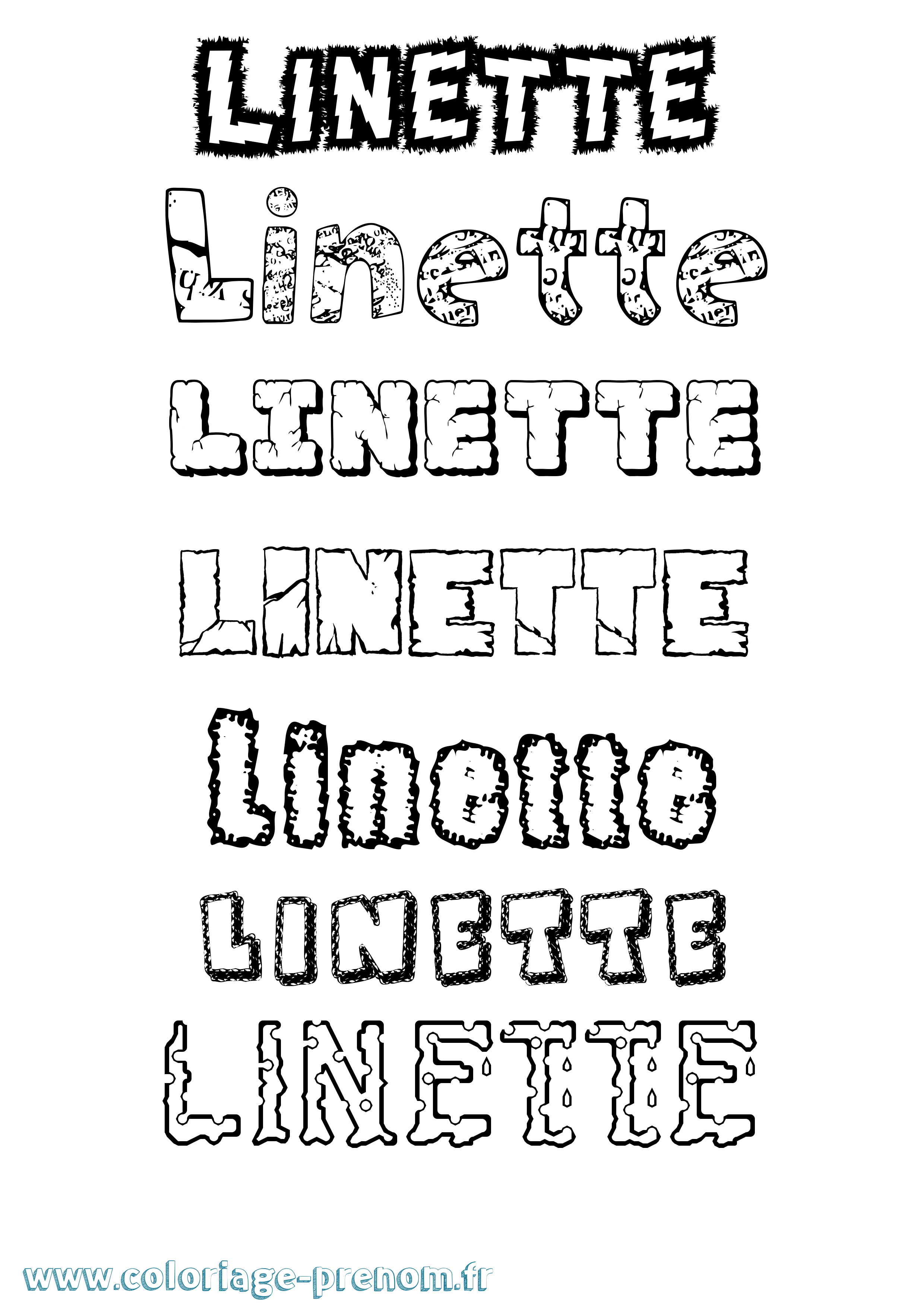 Coloriage Linette Destructuré Coloriage prénom Linette Destructuré